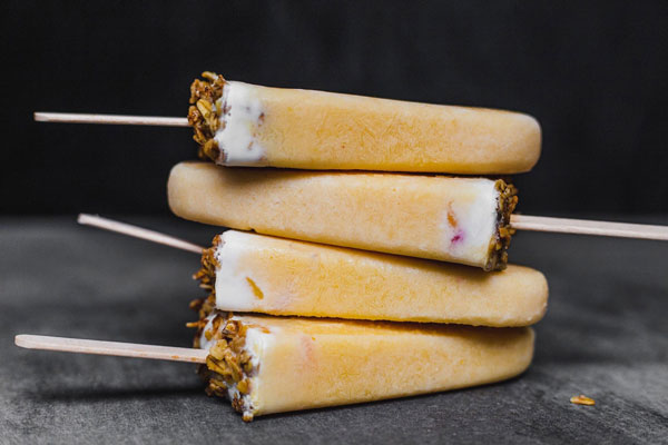 Peaches and cream yoghurt popsicles