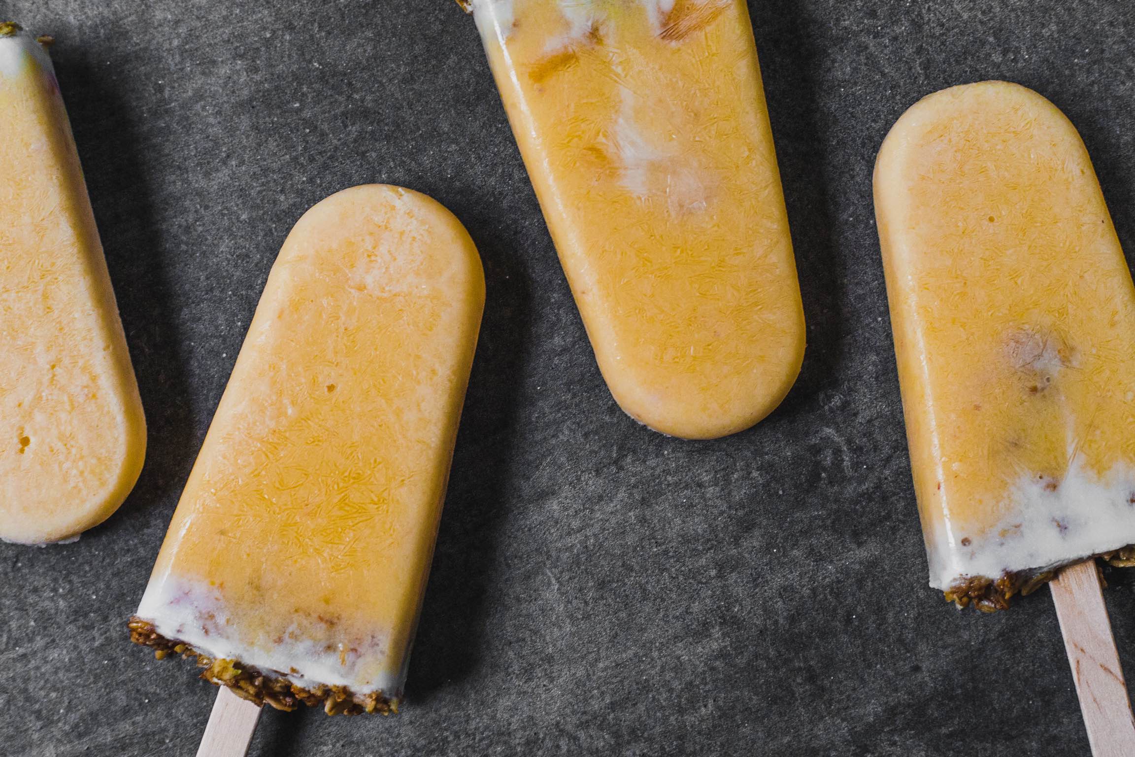 Peaches and cream yoghurt popsicles