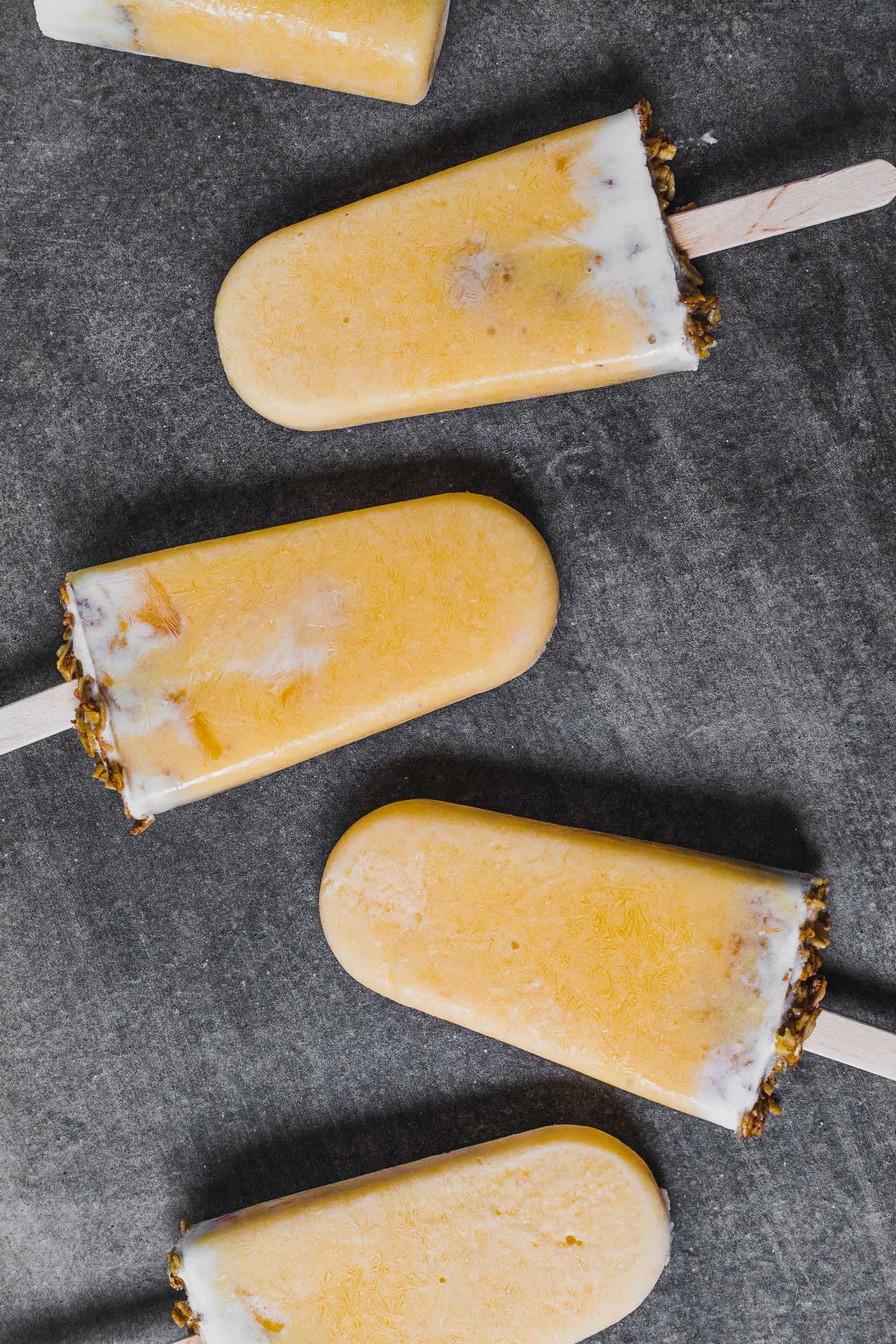 Peaches and cream yoghurt popsicles