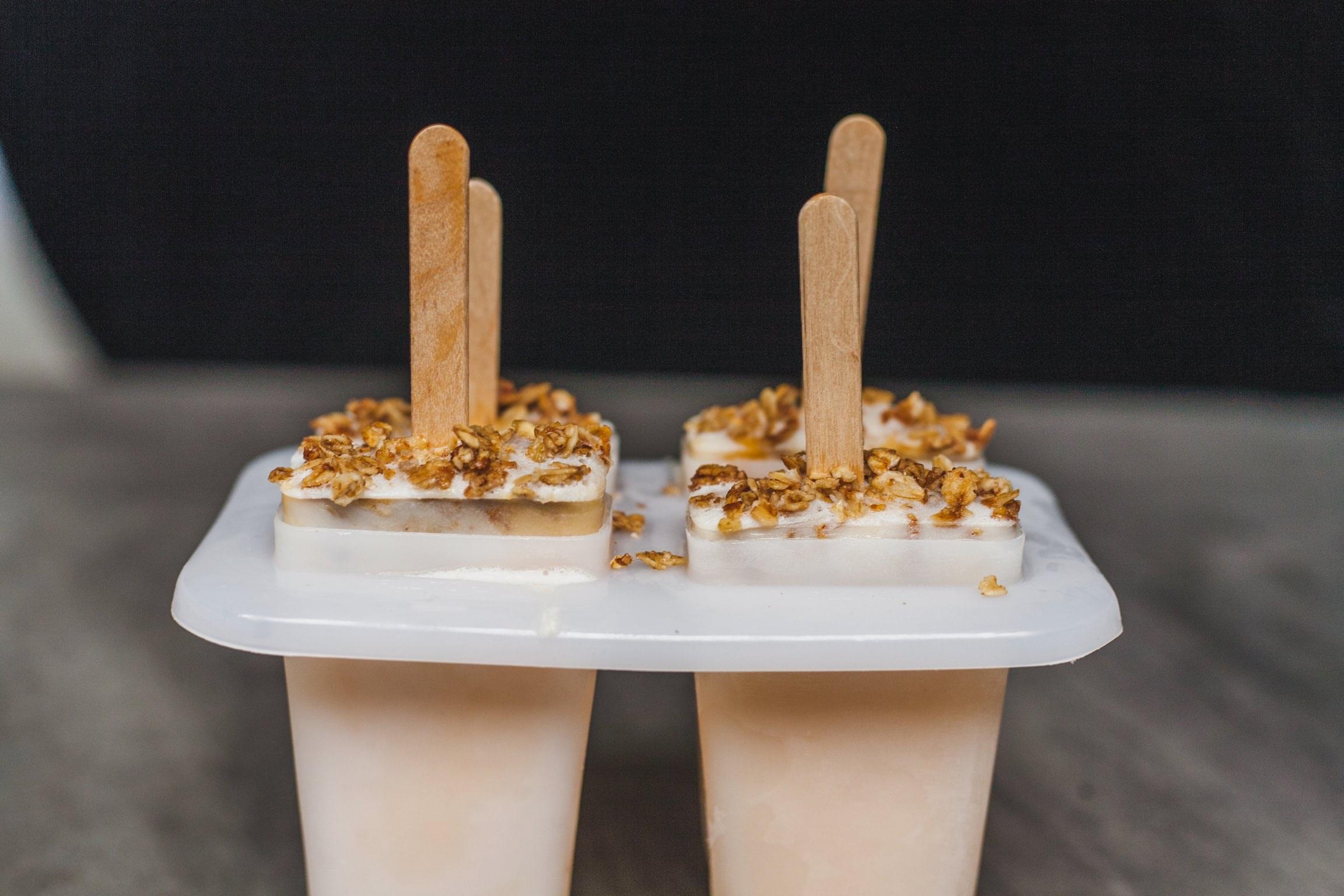 Peaches and cream yoghurt popsicles