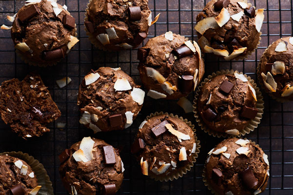 Chocolate Coconut Banana Muffins