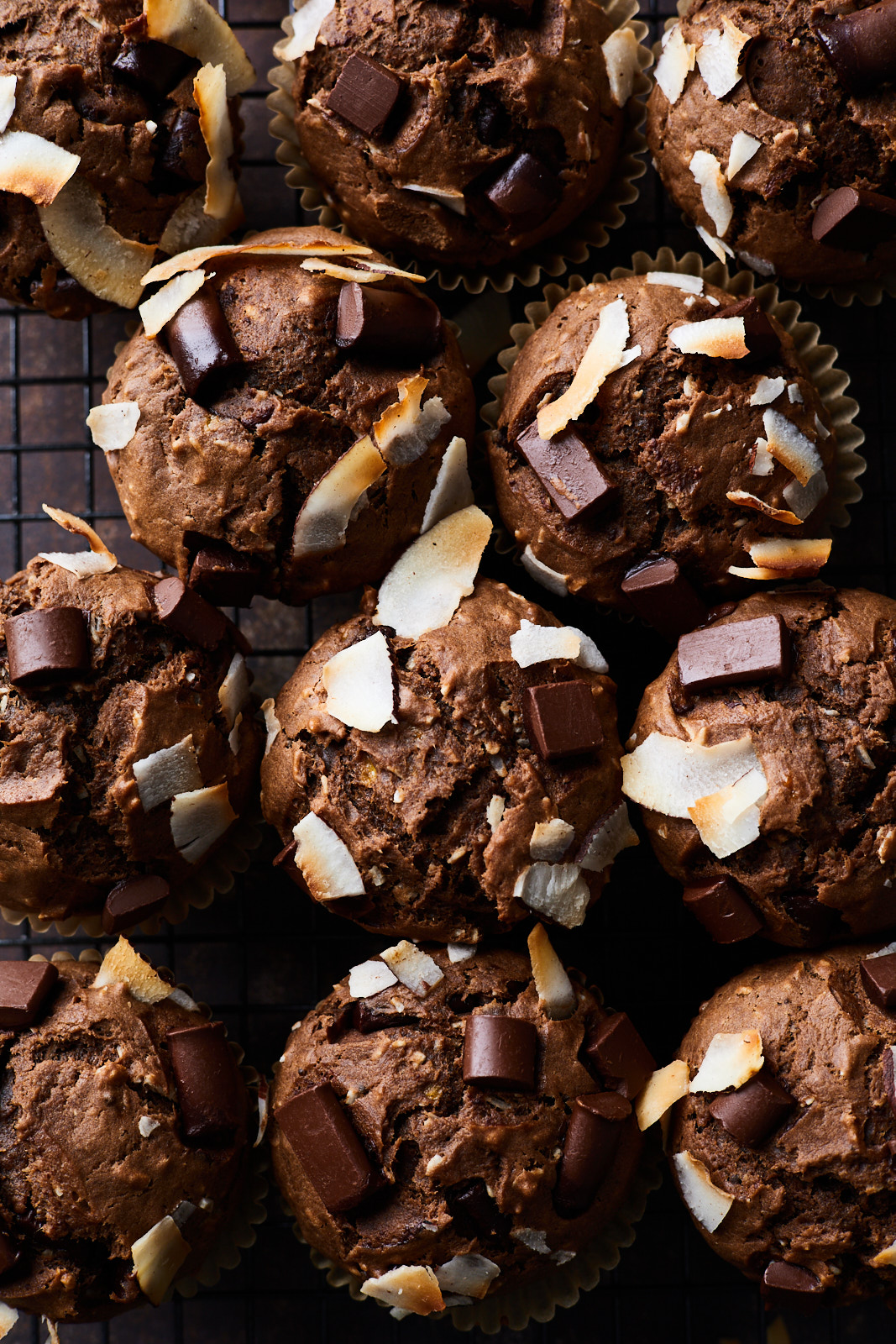 Dark Chocolate Coconut Banana Muffins