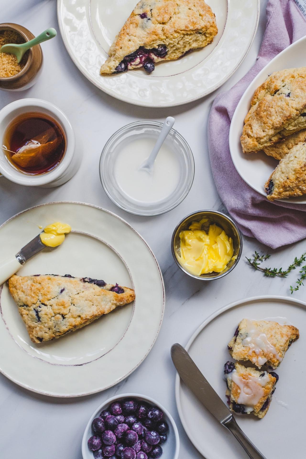 Blueberry Scones With A Thyme Glaze