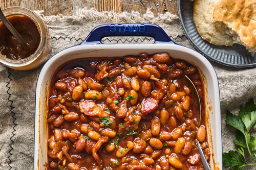 Apple Butter Bourbon Baked Beans