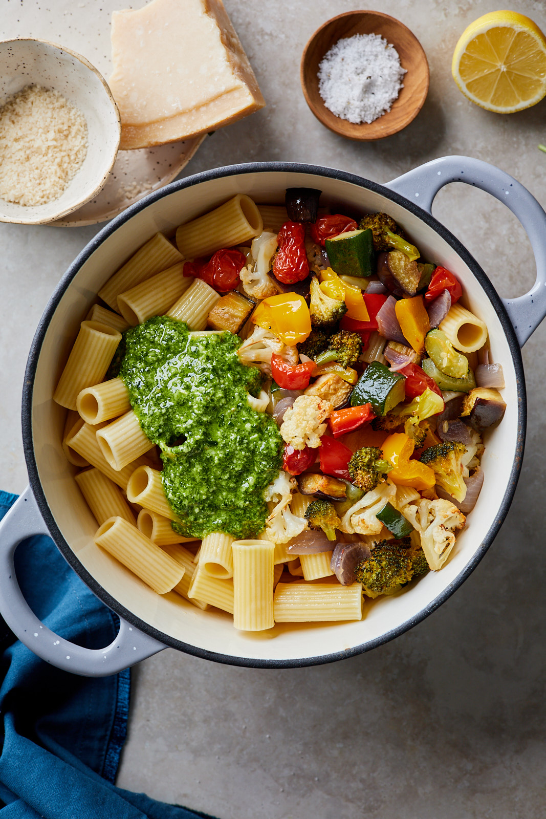 Garlic Roasted Vegetable Pesto Pasta