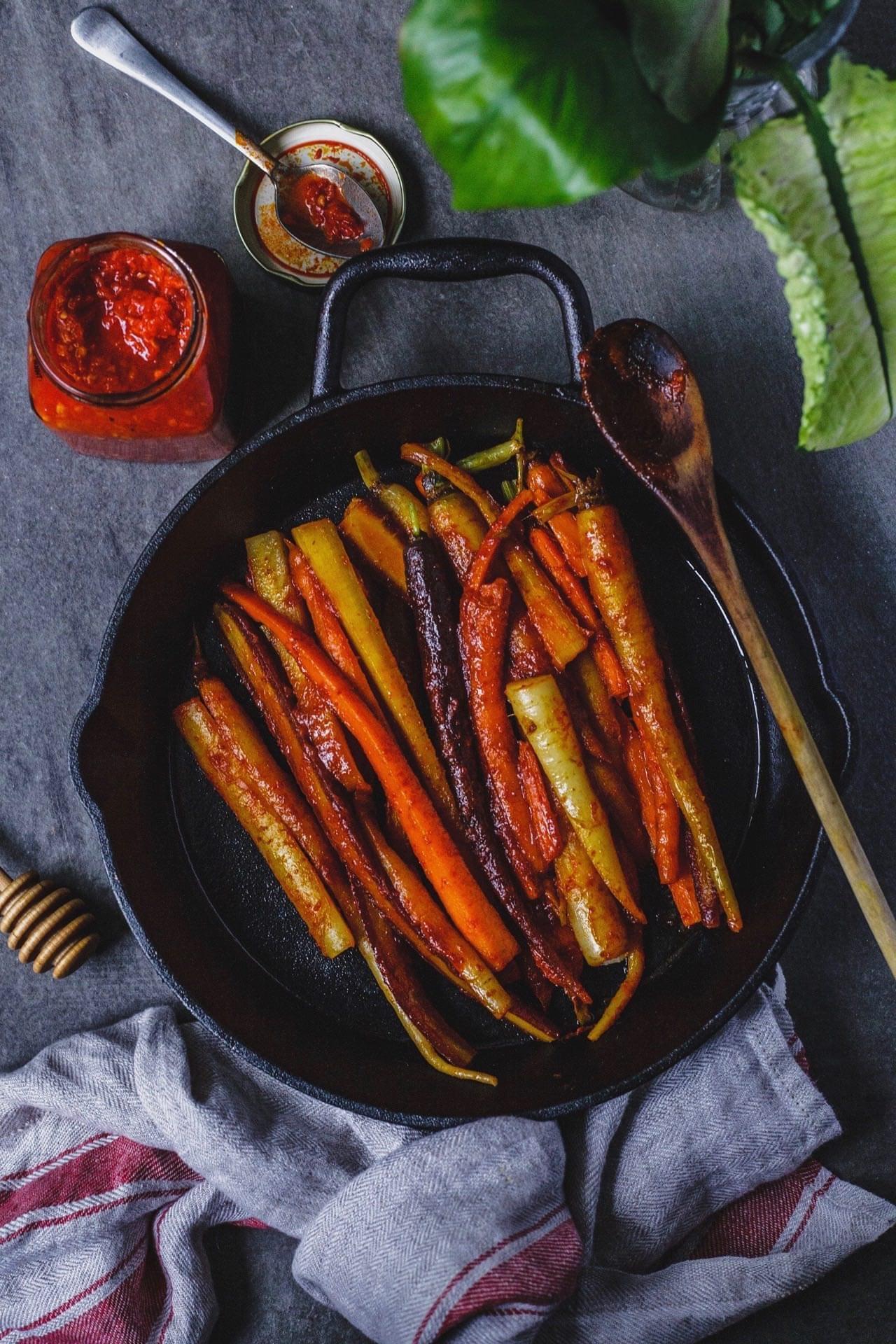 Honey And Harissa Glazed Carrots