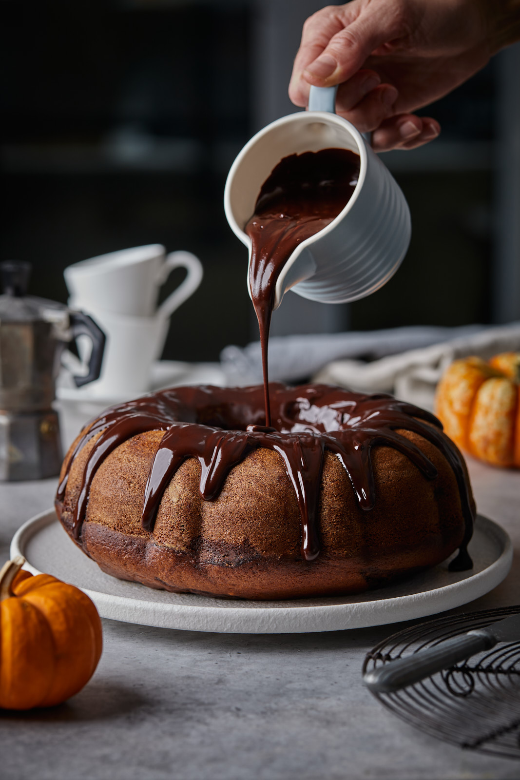 Pumpkin Espresso Bundt Cake With A Chocolate Espresso Rum Glaze