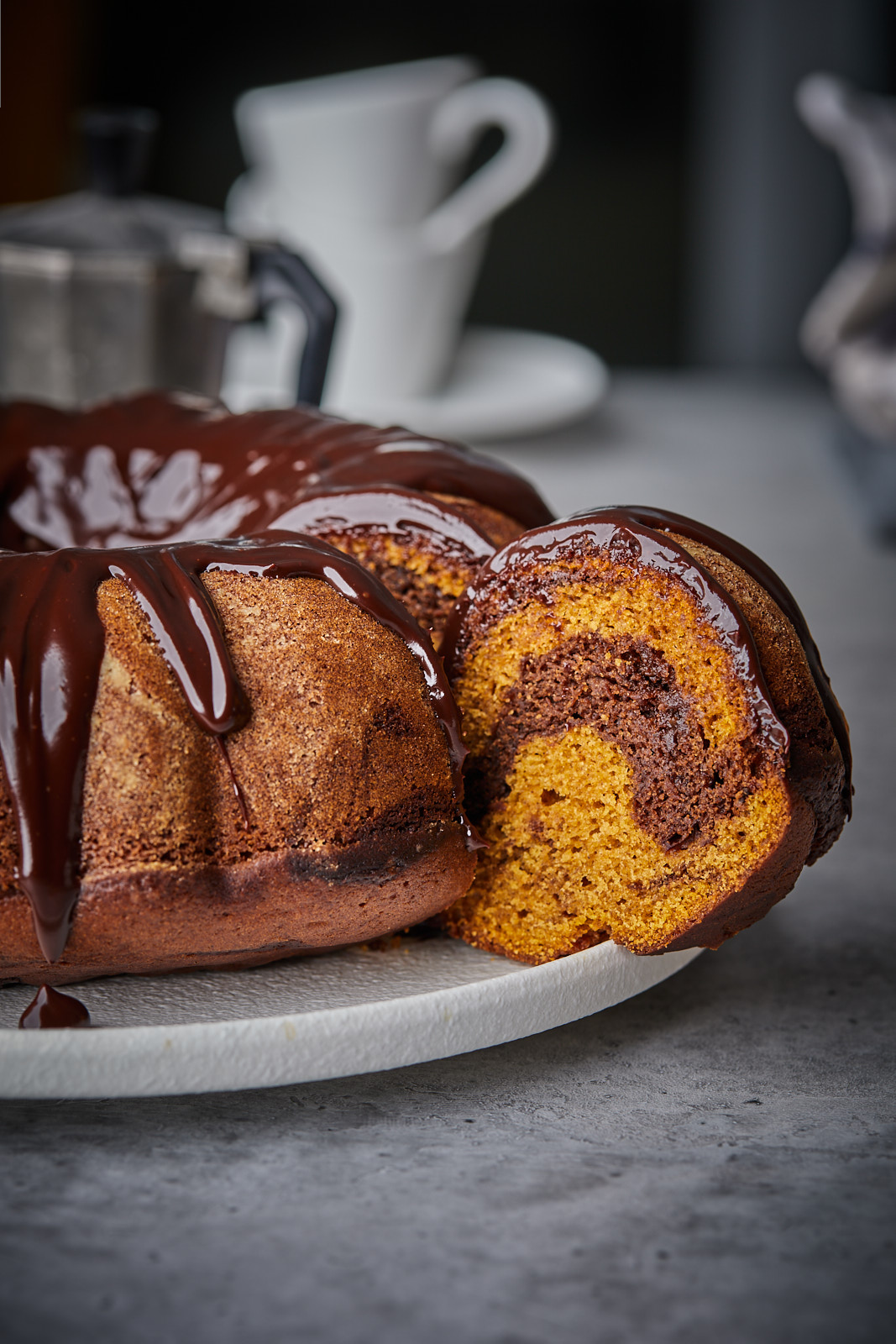 Pumpkin Espresso Bundt Cake With A Chocolate Espresso Rum Glaze