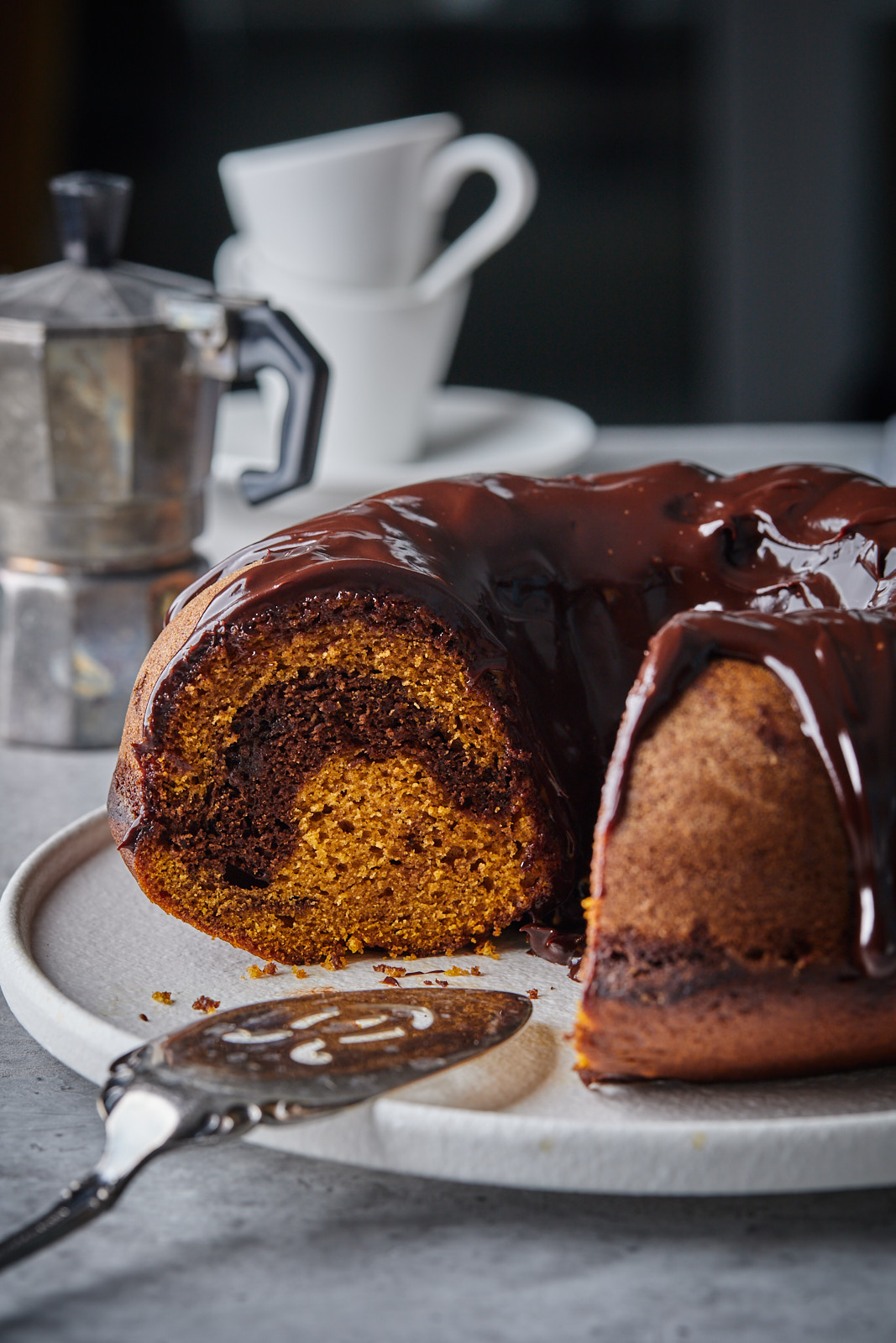 Pumpkin Espresso Bundt Cake With A Chocolate Espresso Rum Glaze