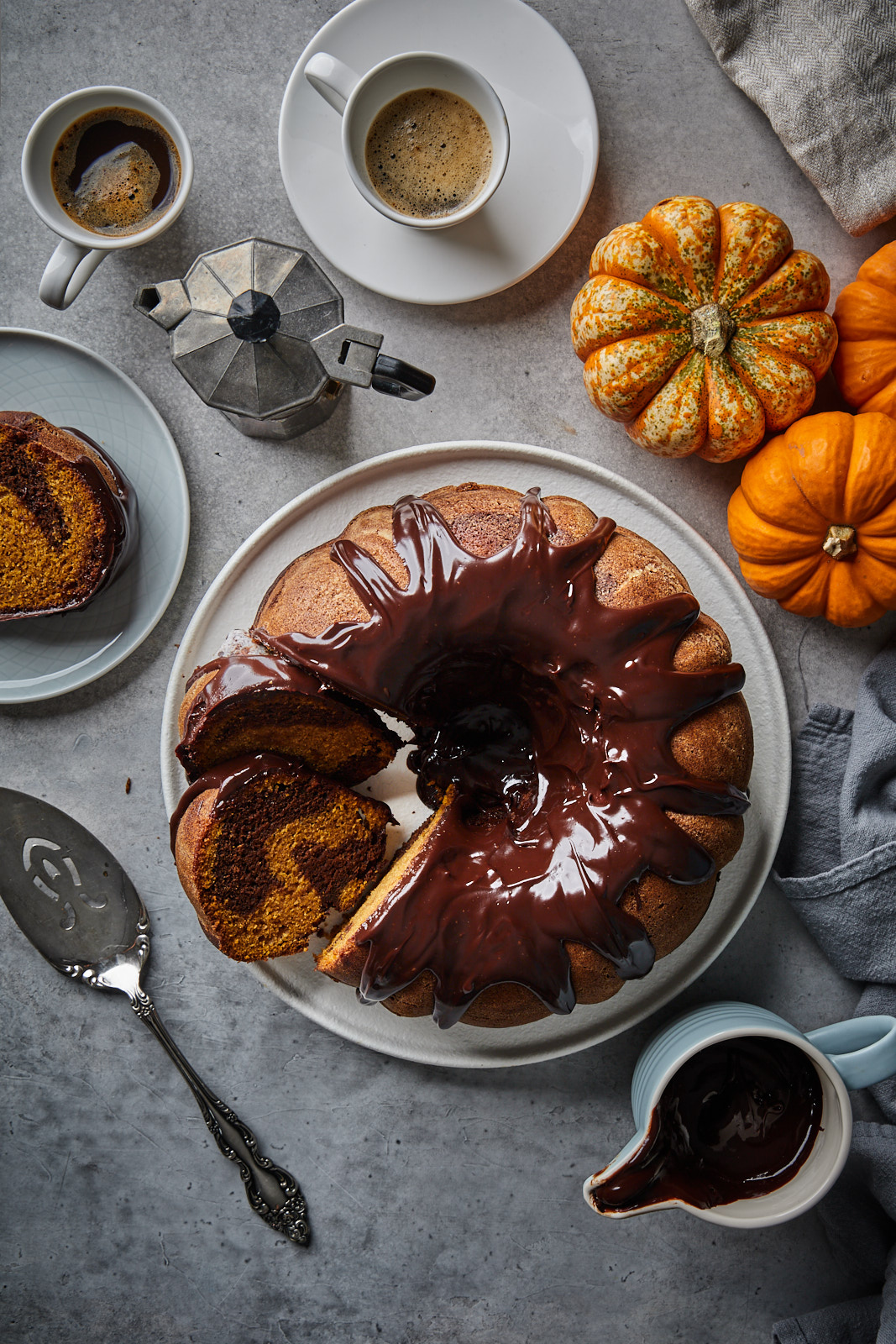 Pumpkin Espresso Bundt Cake With A Chocolate Espresso Rum Glaze