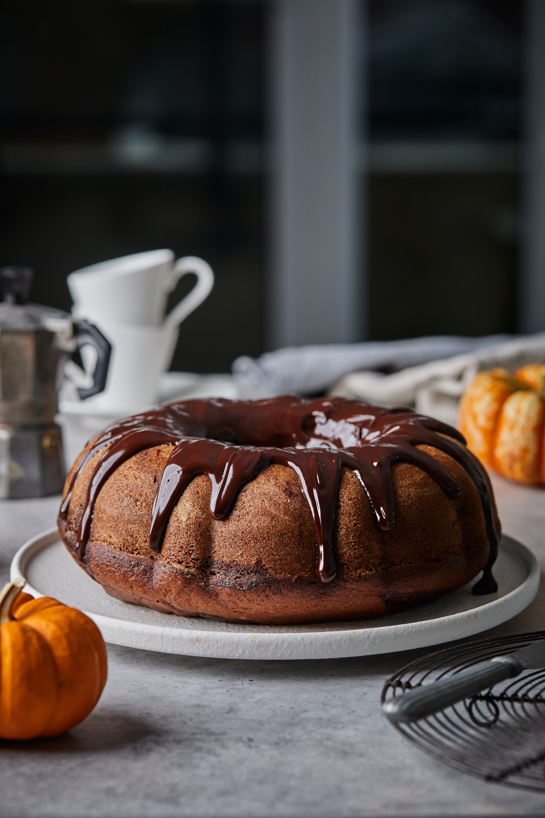 Pumpkin Espresso Bundt Cake With A Chocolate Espresso Rum Glaze