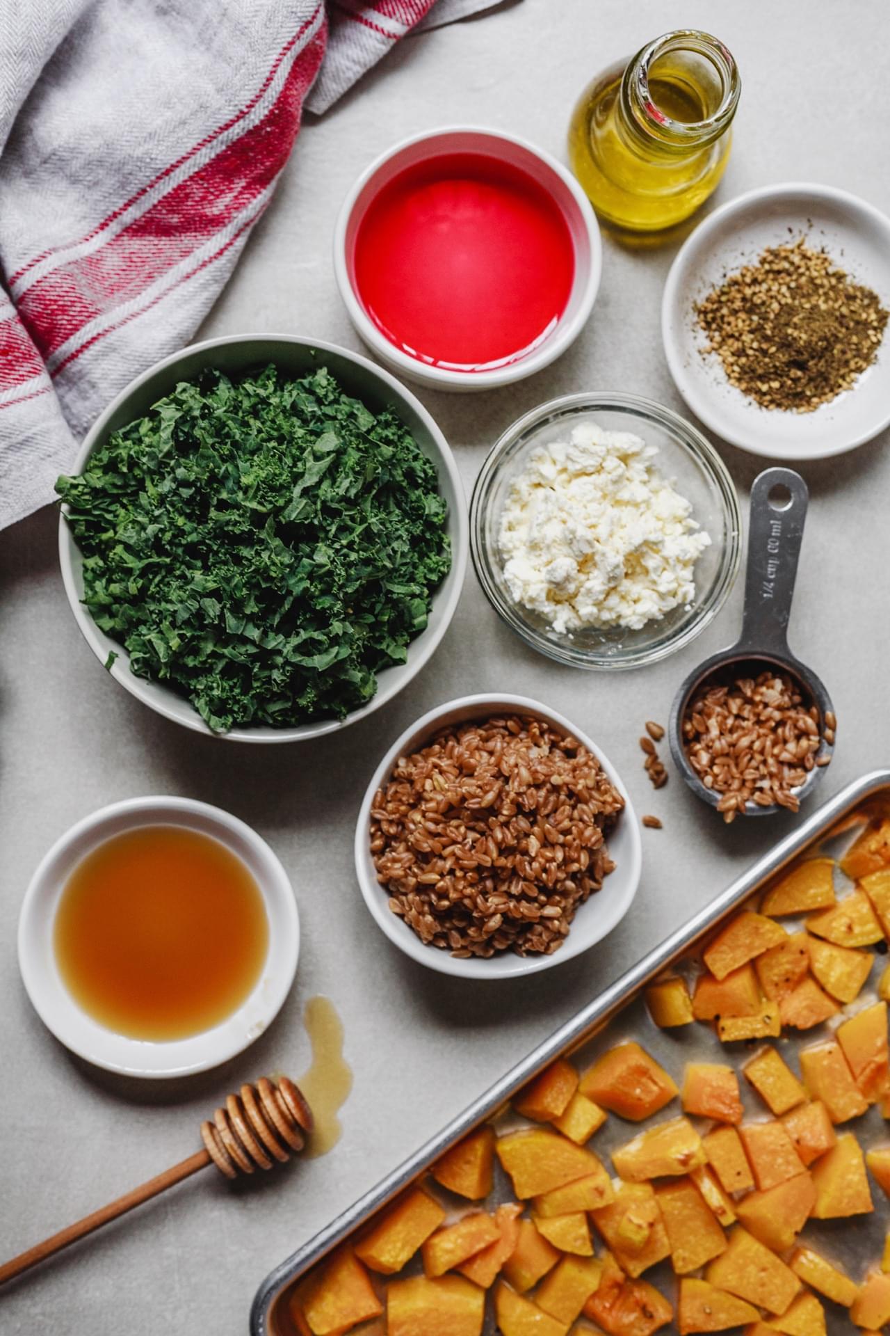 Roasted Butternut Squash Kale Farro Salad