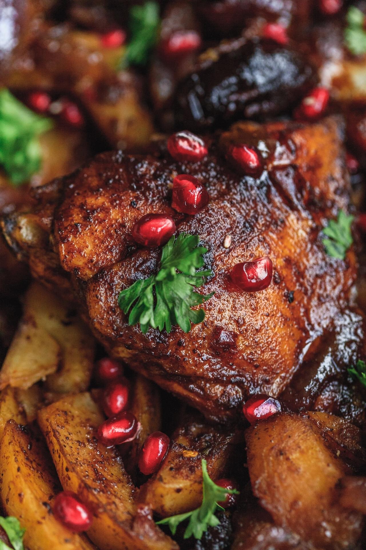 One Pan Pomegranate Molasses Chicken And Potatoes