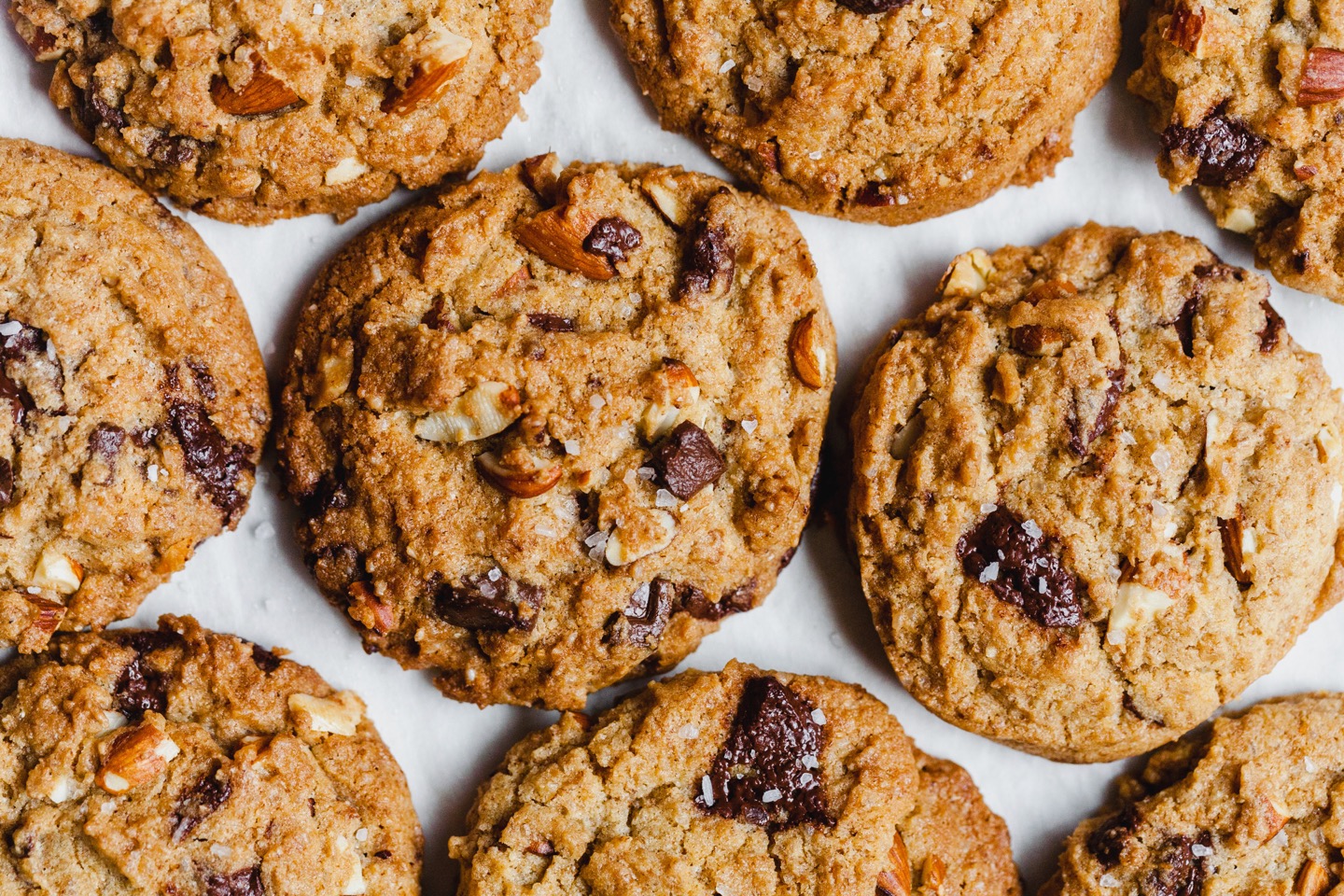 Salted Olive Oil Chocolate Chunk Cookies With Almonds