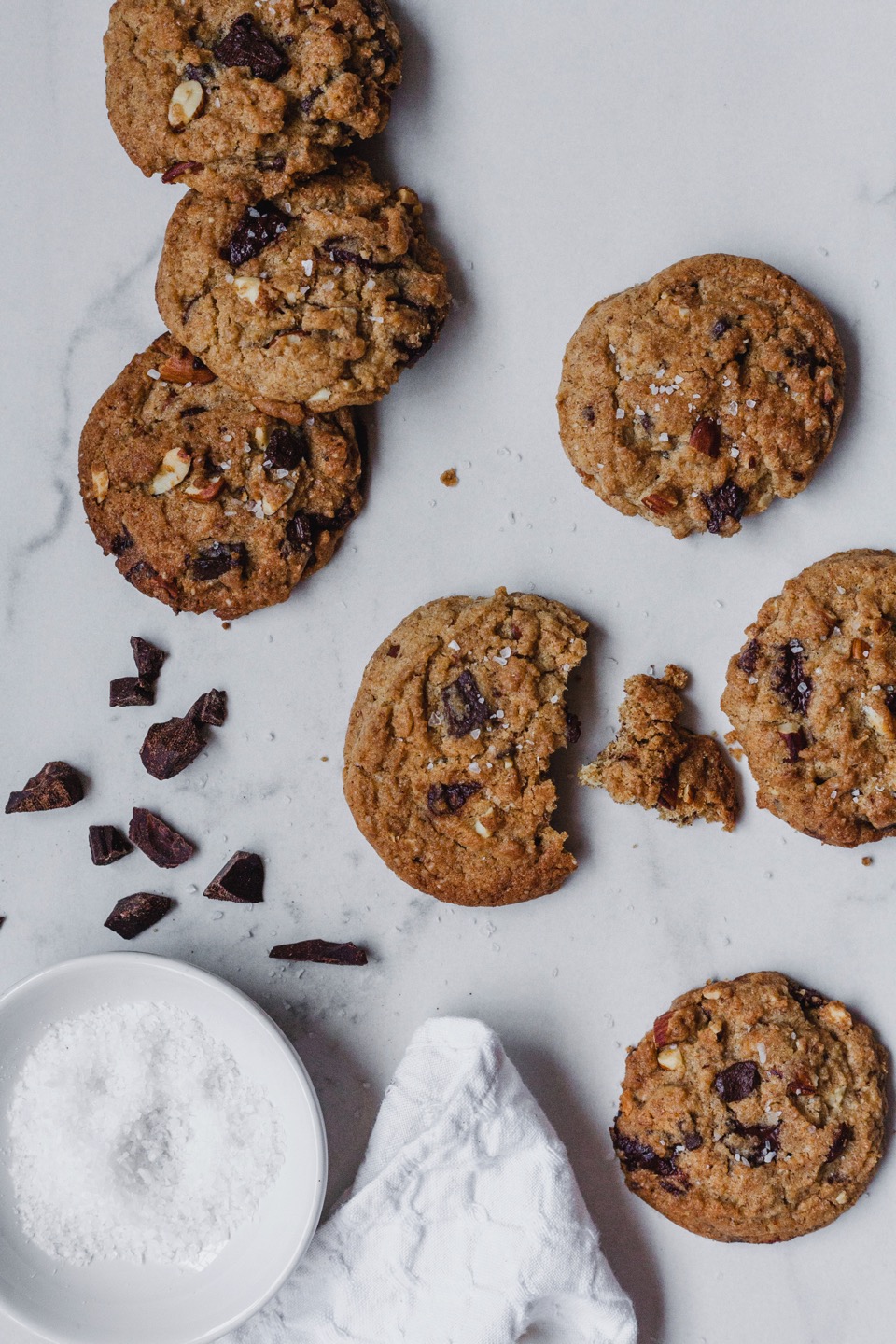 Salted Olive Oil Chocolate Chunk Cookies With Almonds