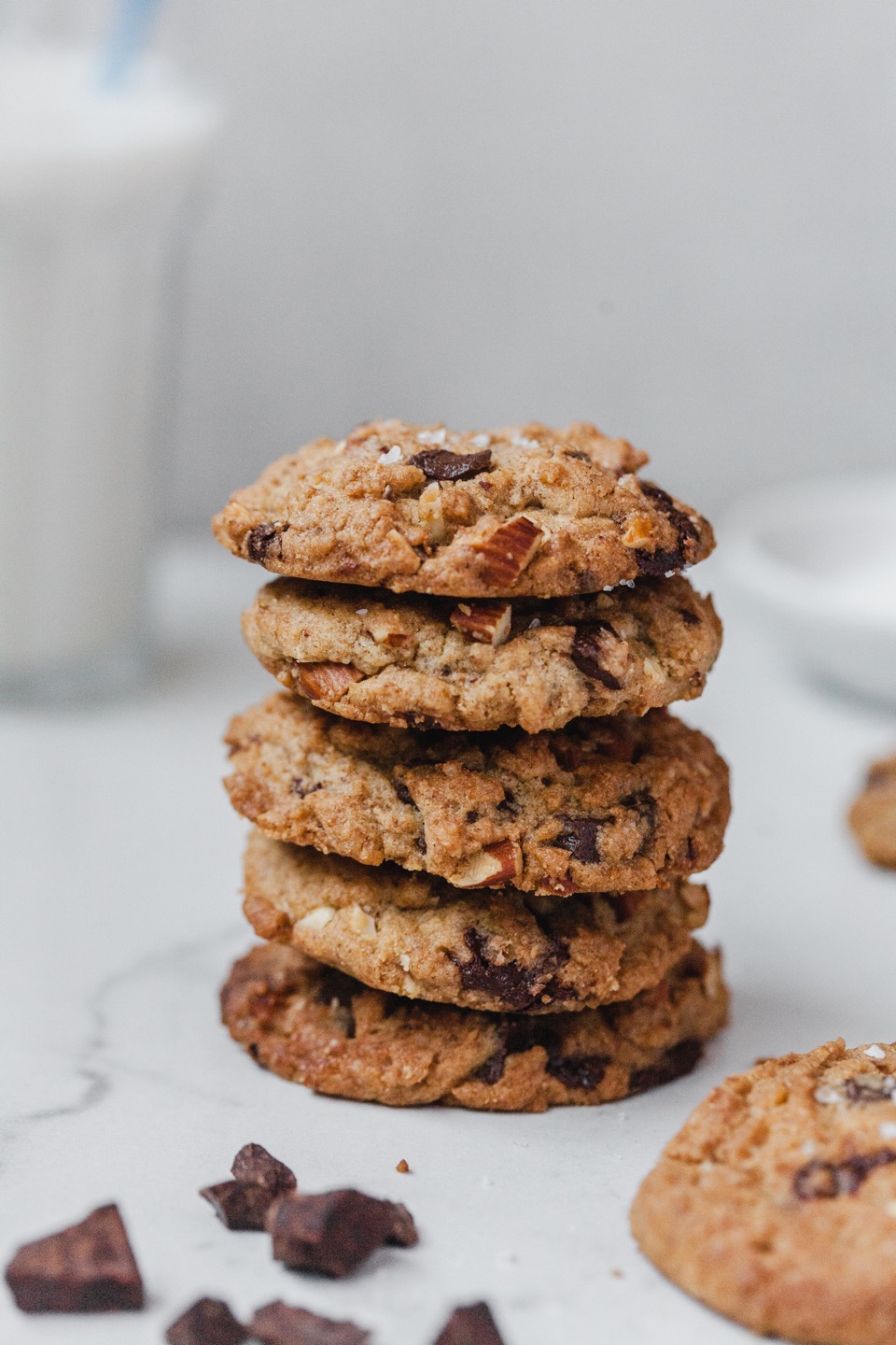 Salted Olive Oil Chocolate Chunk Cookies With Almonds