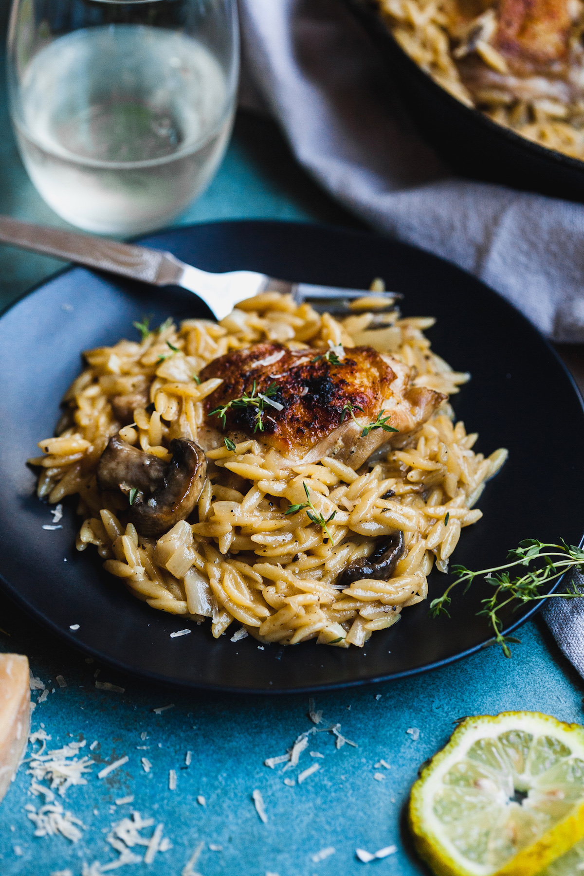 Creamy One Pan Lemon Garlic Chicken And Orzo Risotto