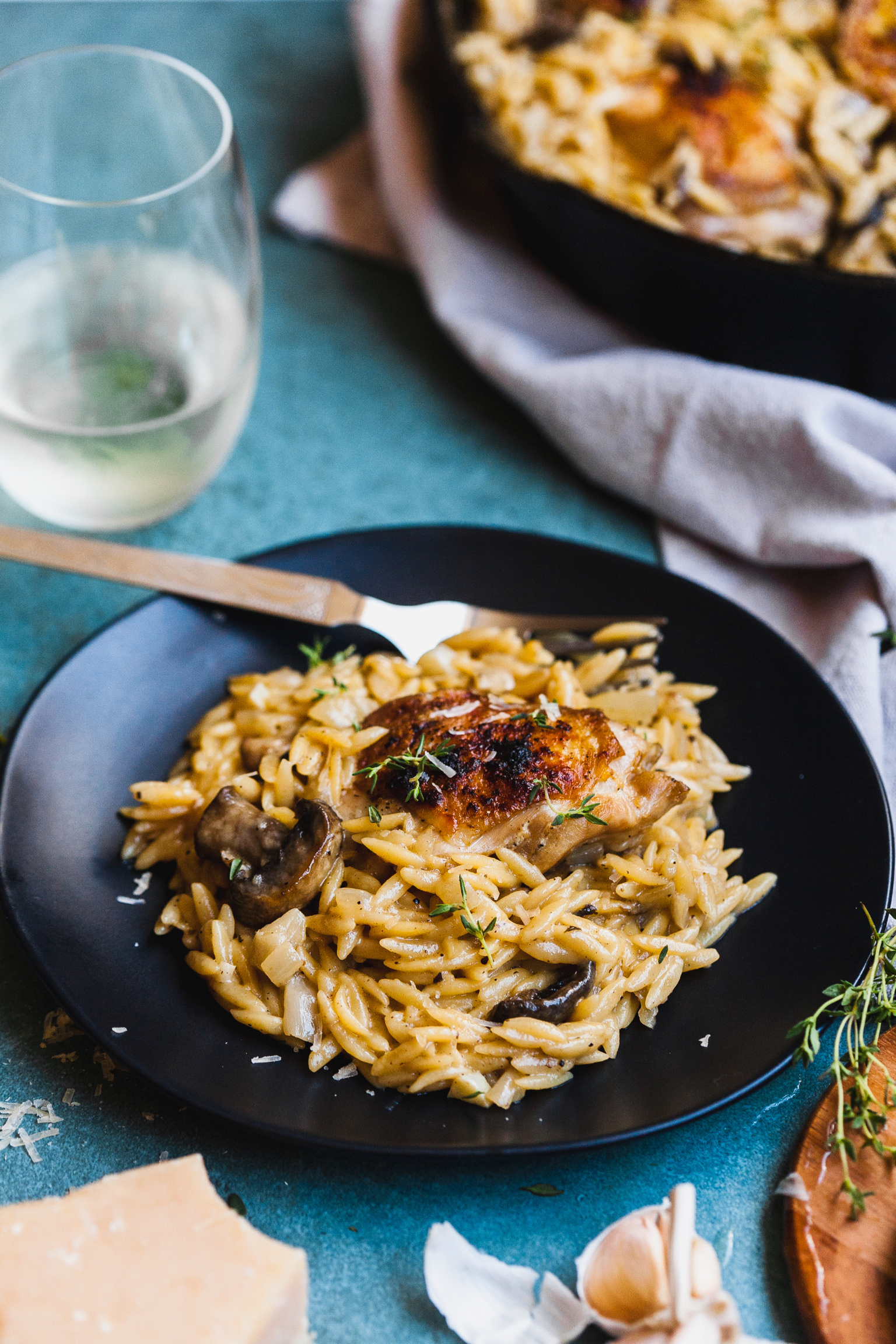 Creamy One Pan Lemon Garlic Chicken And Orzo Risotto