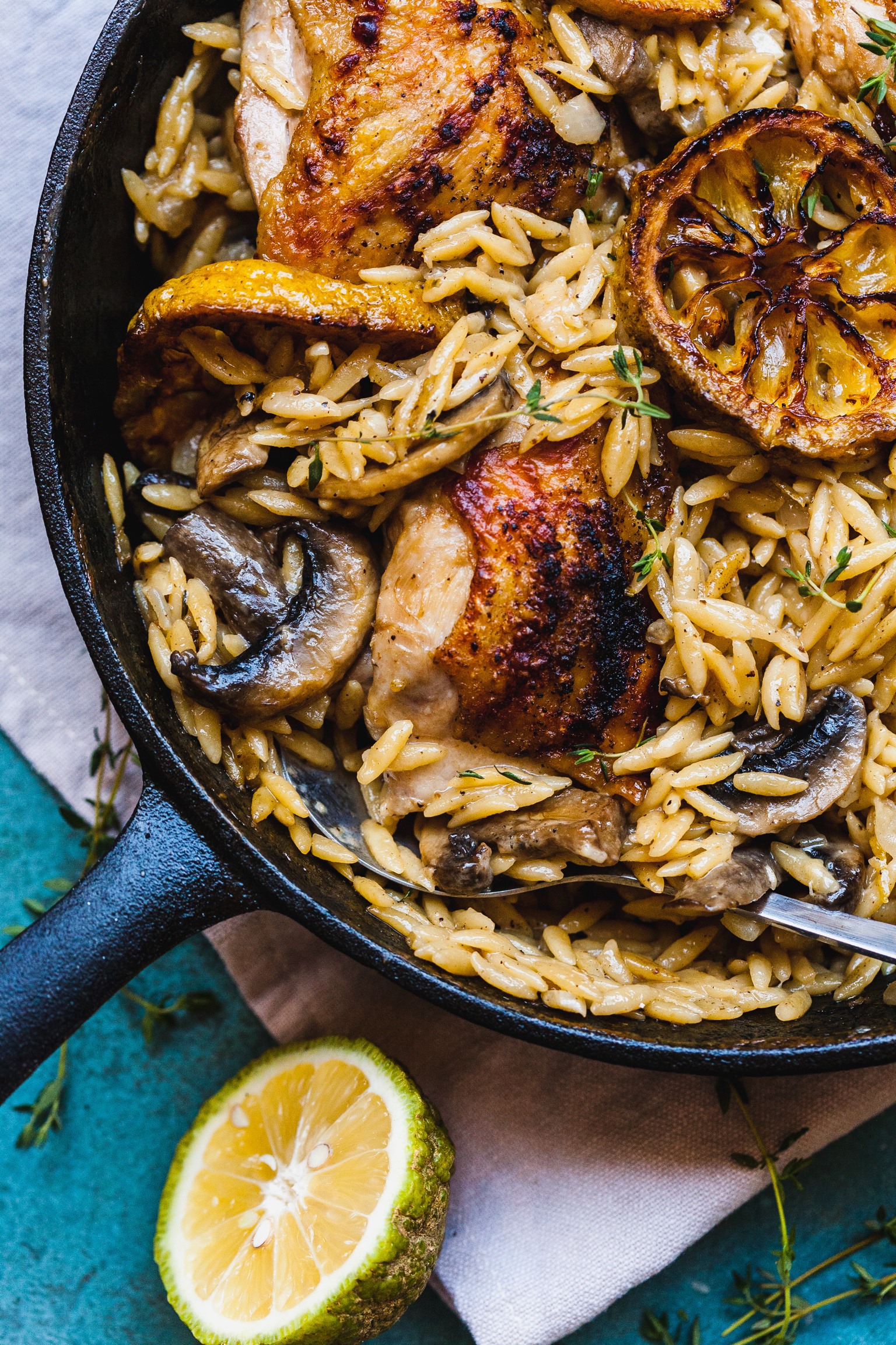 Creamy One Pan Lemon Garlic Chicken And Orzo Risotto