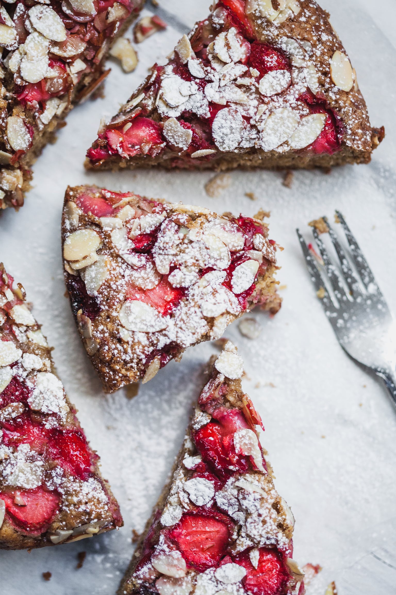 Strawberry Almond Tea Cake close up