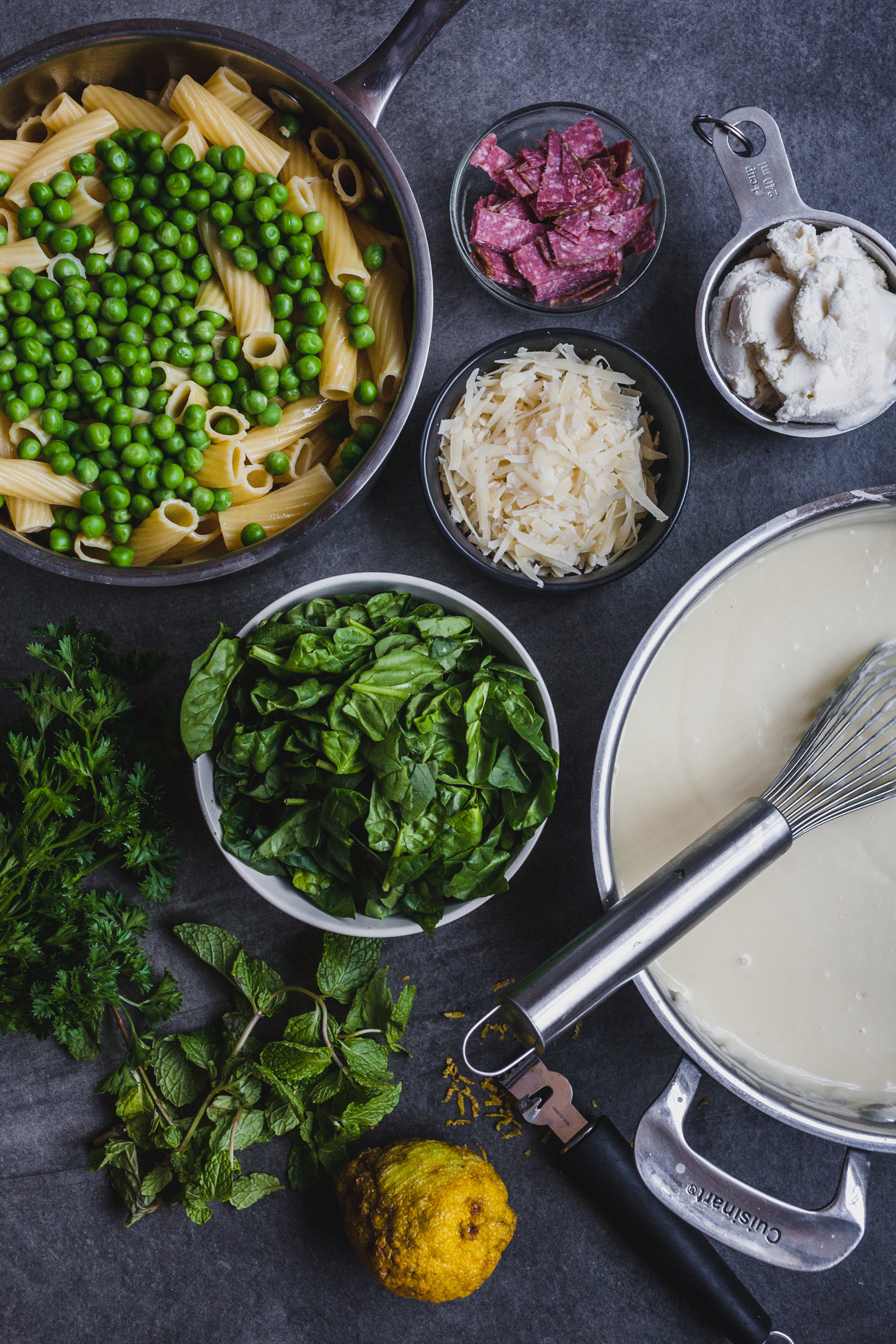 Rigatoni and Cheese With Peas and Mint