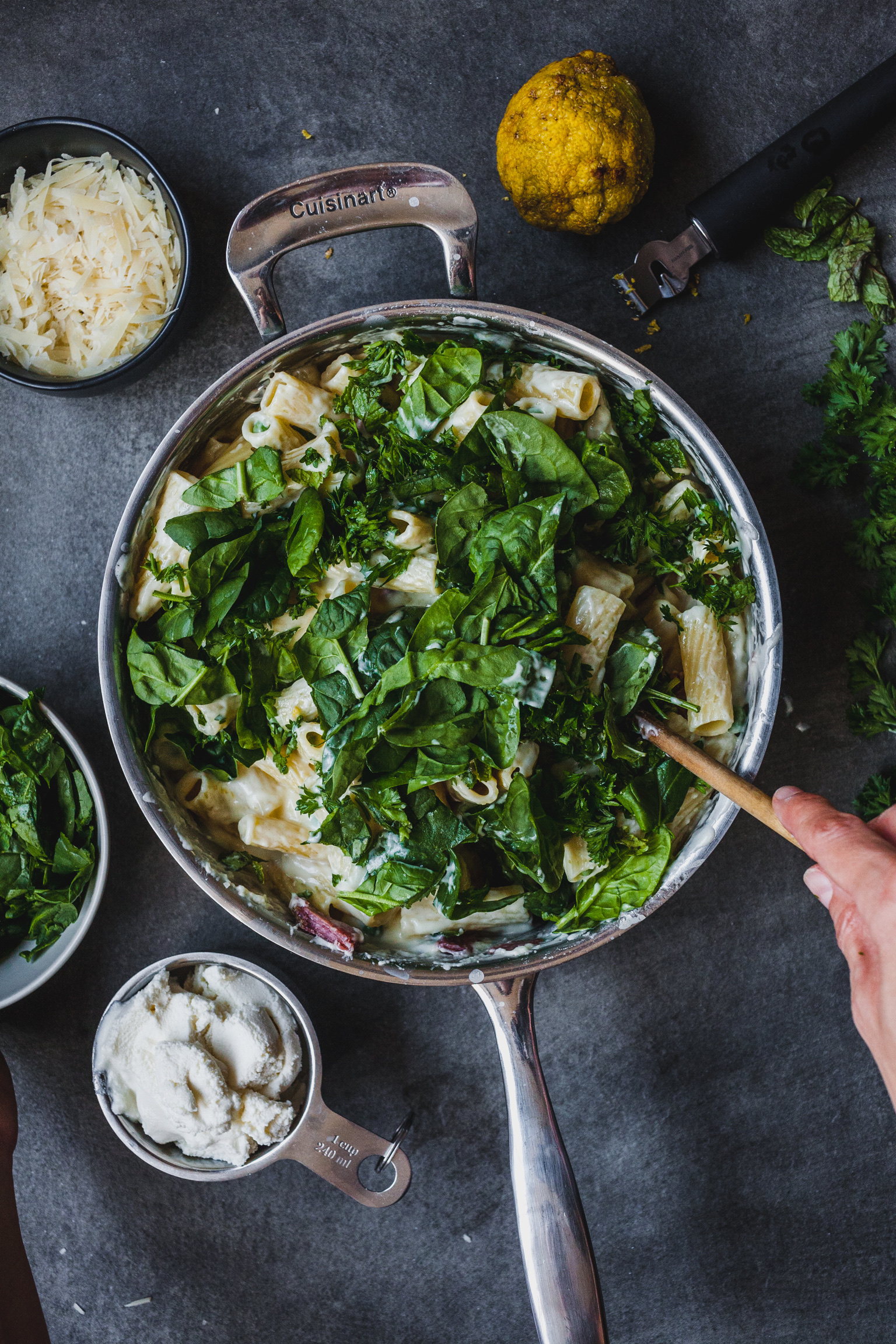 Rigatoni and Cheese With Peas and Mint