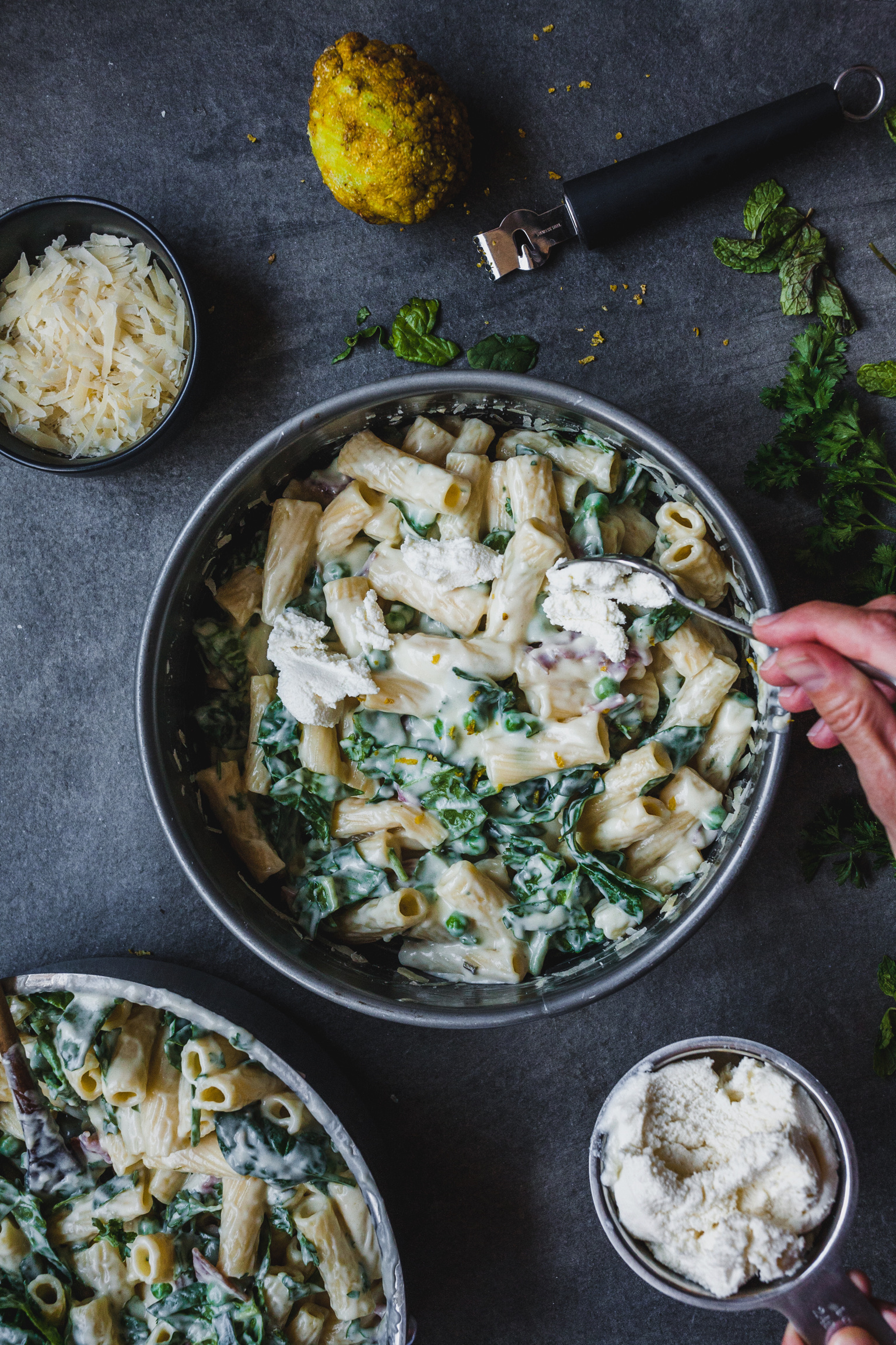 Rigatoni and Cheese With Peas and Mint