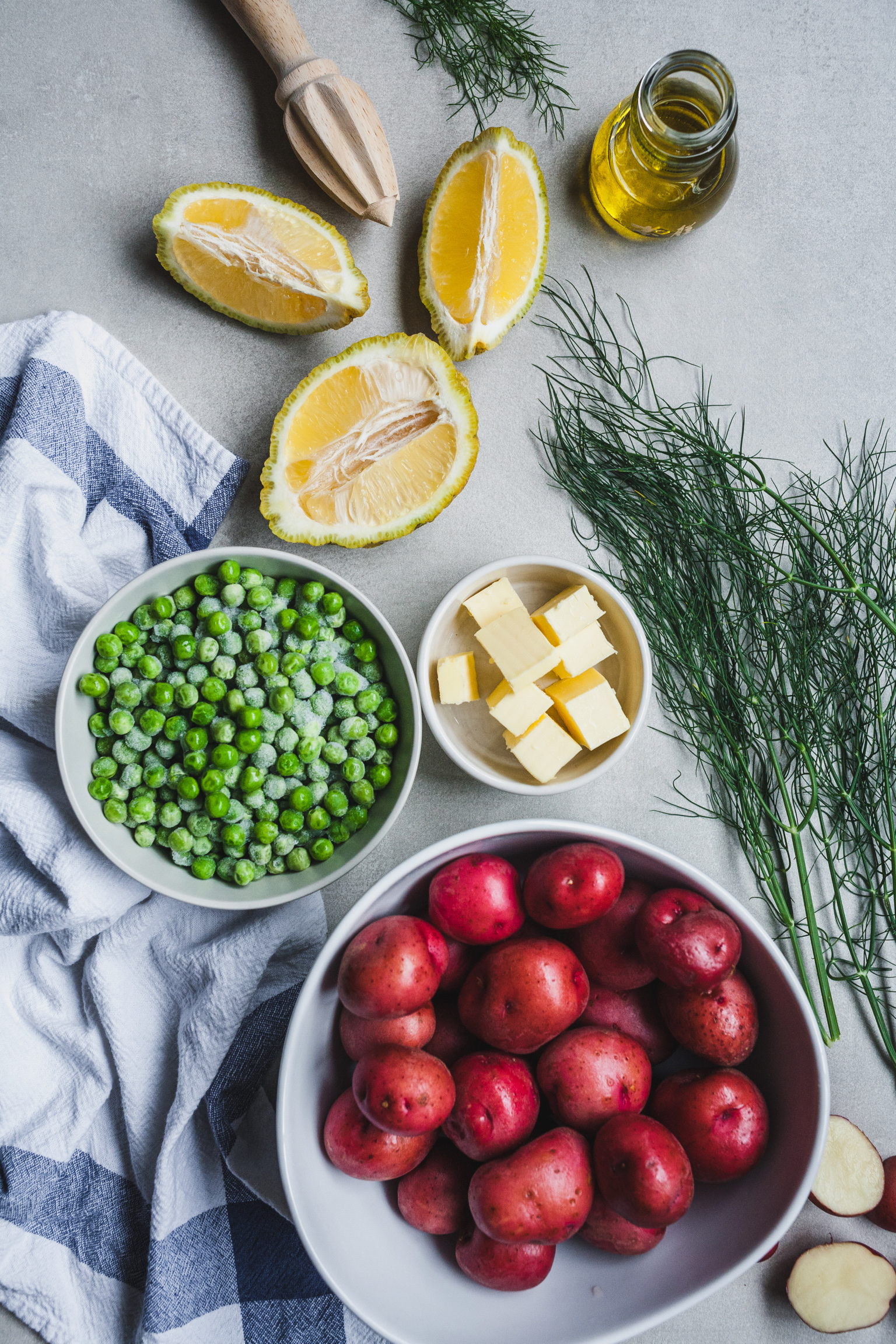 Buttery Dilled Red Potatoes and Peas