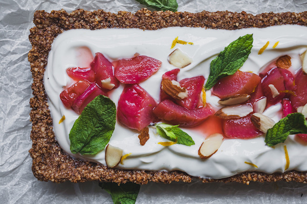 Greek Yoghurt Tart With A Poached Fruit Topping