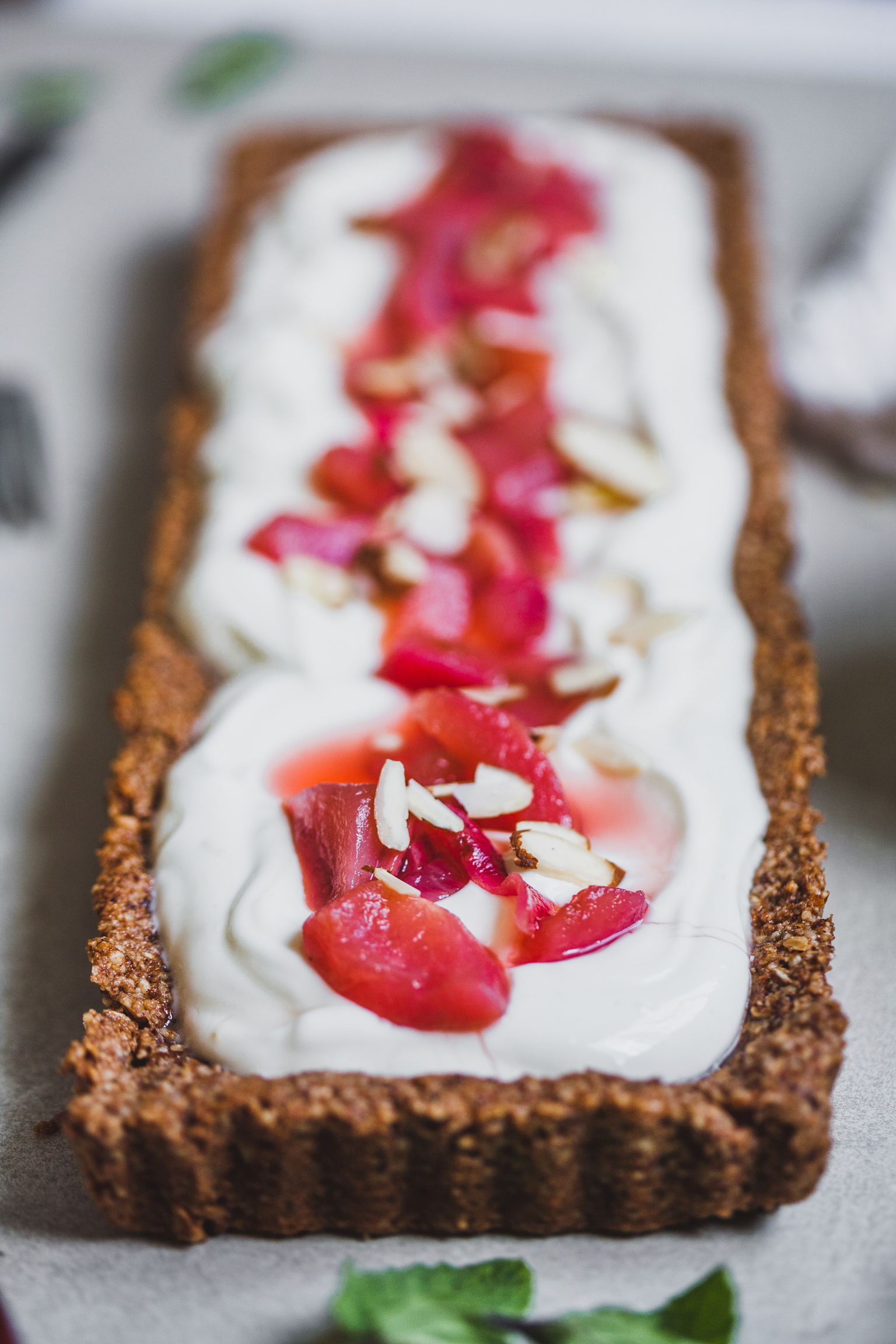 Greek Yoghurt Tart With a Poached Fruit Topping