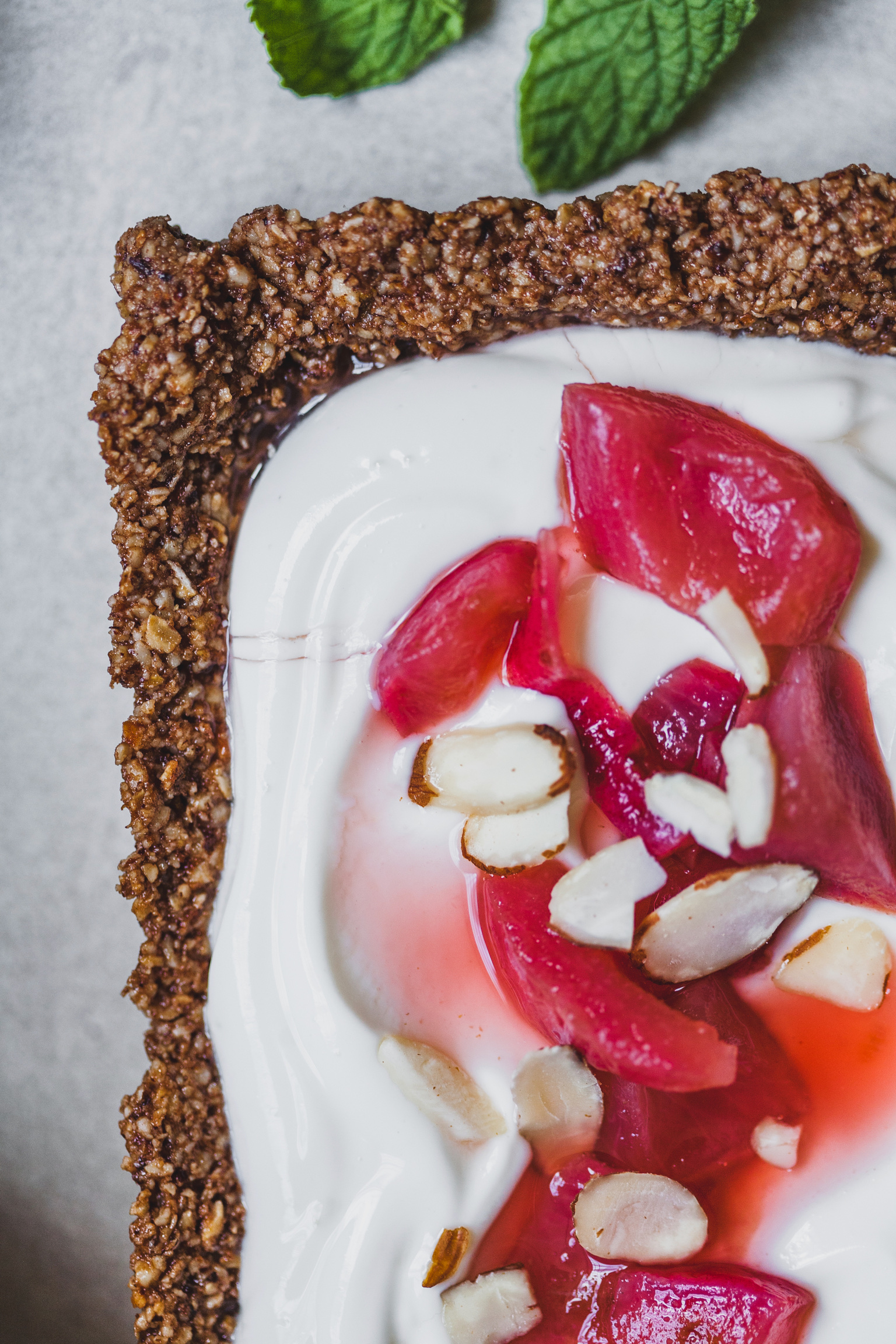 Greek Yoghurt Tart With a Poached Fruit Topping