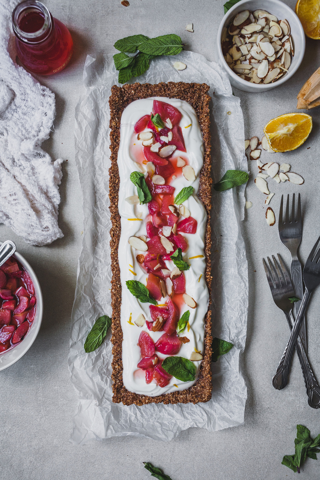 Greek Yoghurt Tart With a Poached Fruit Topping