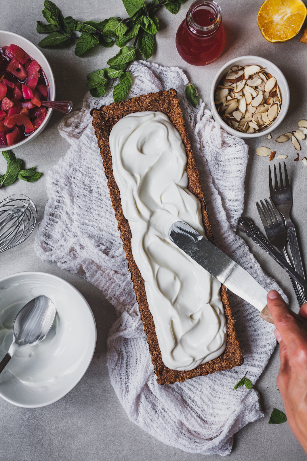 Greek Yoghurt Tart With a Poached Fruit Topping