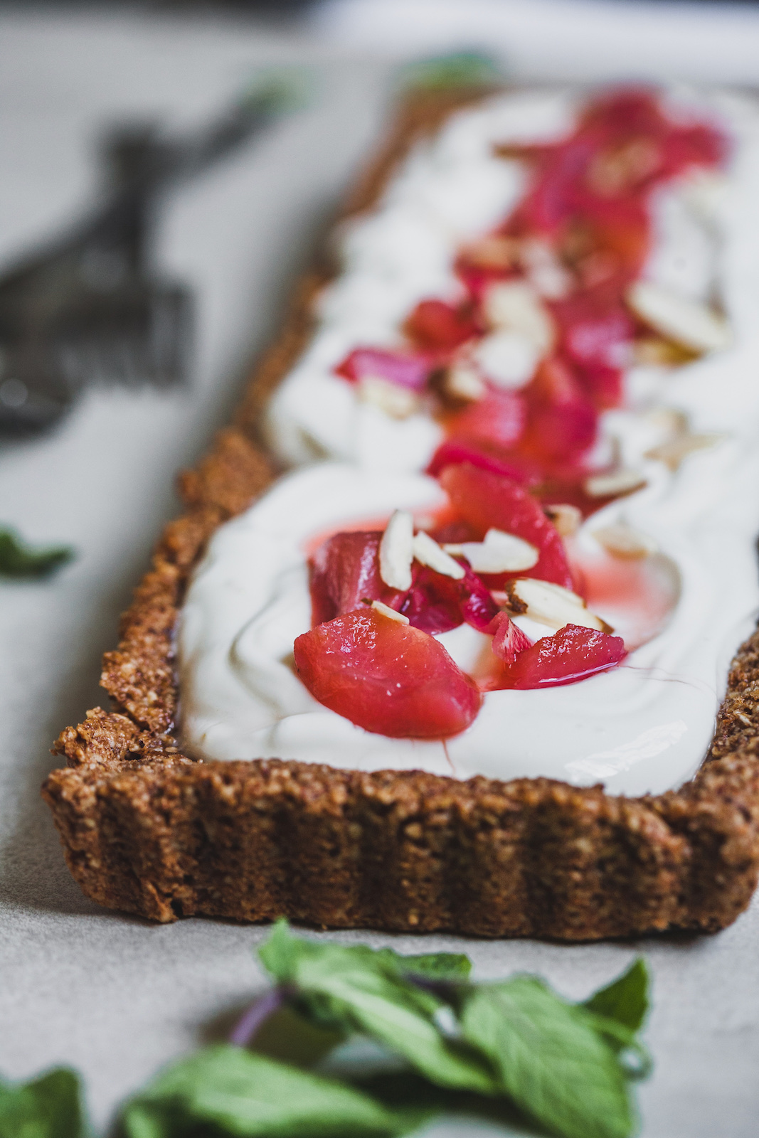 Greek Yoghurt Tart With a Poached Fruit Topping