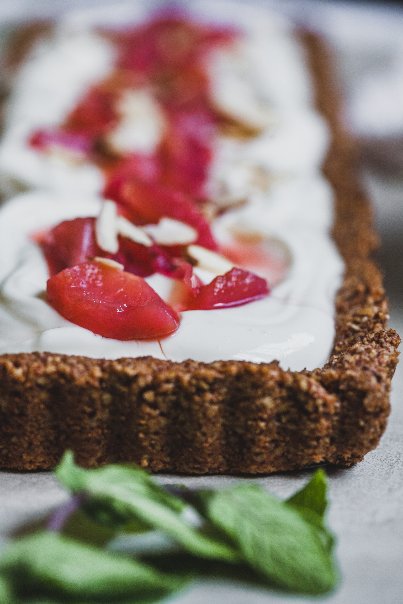 Greek Yoghurt Tart With a Poached Fruit Topping