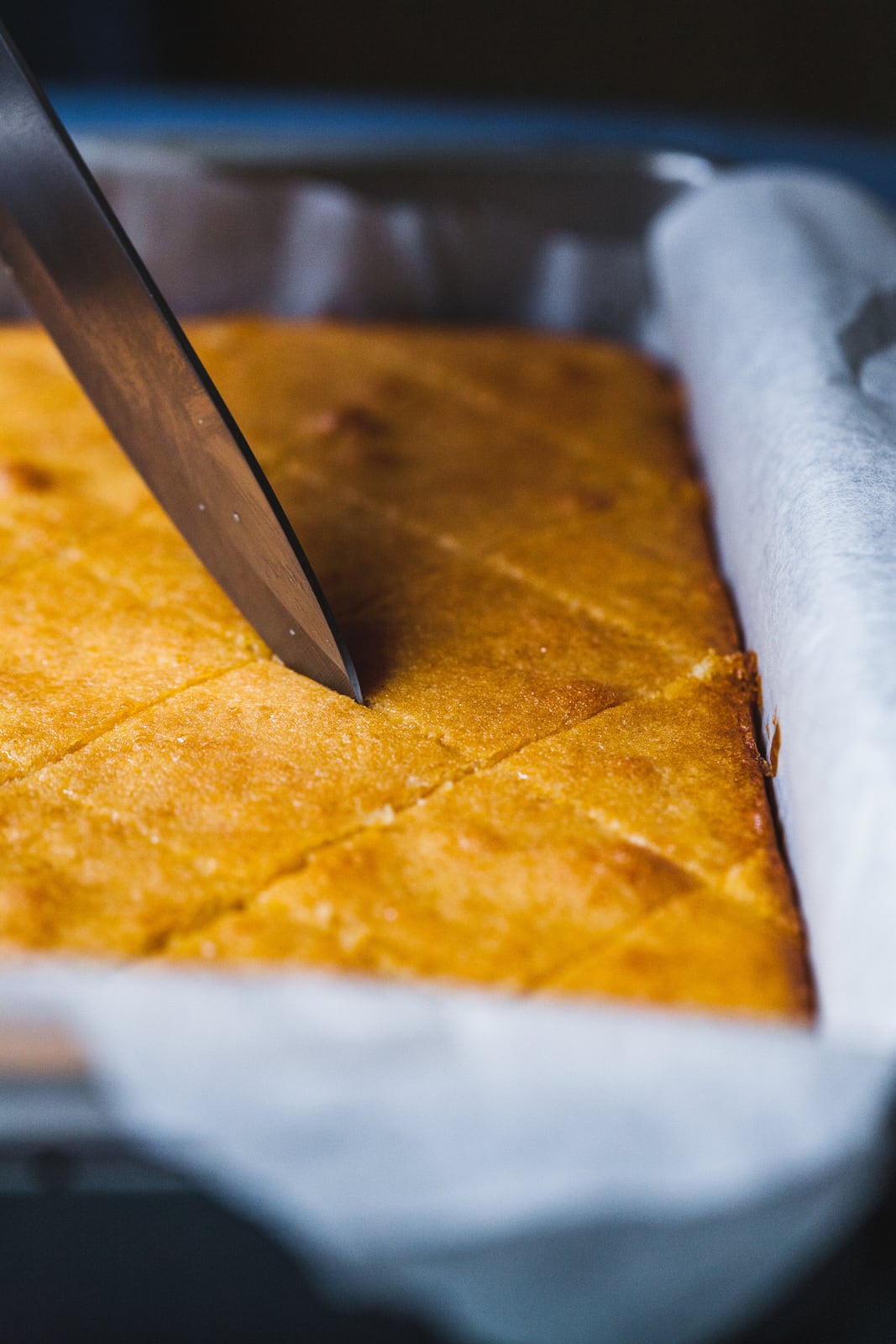 Greek Semolina Cake Slicing