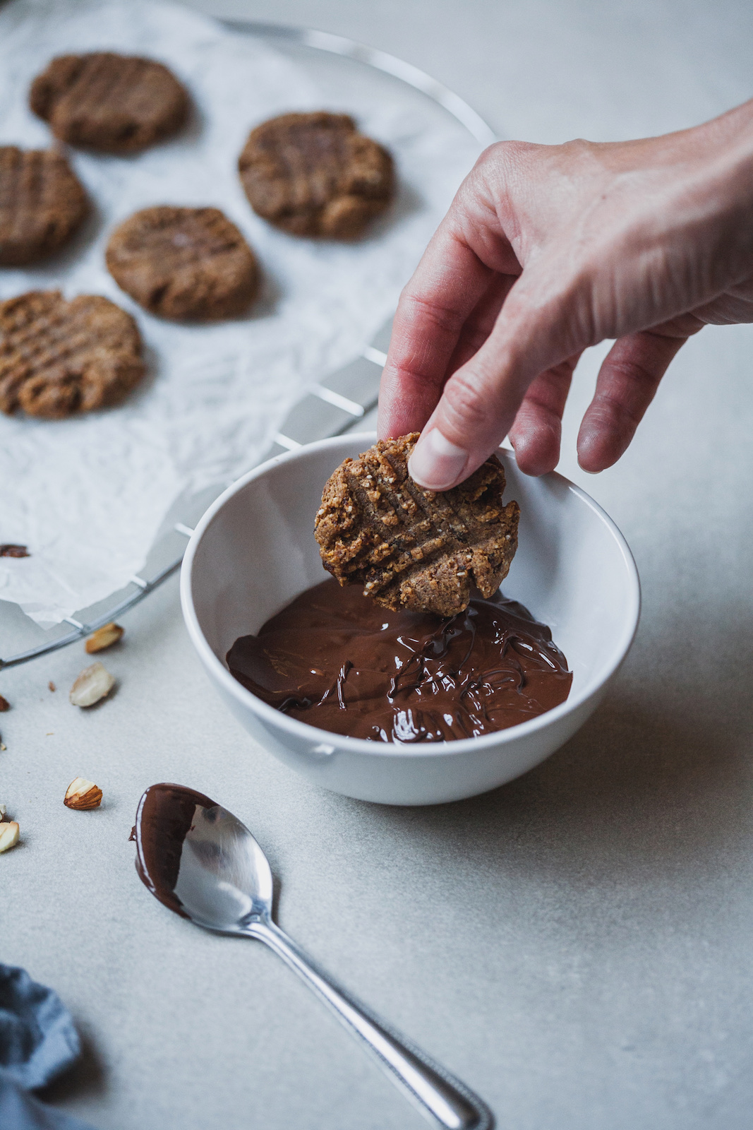 Chocolate Dipped Almond Butter Cookies