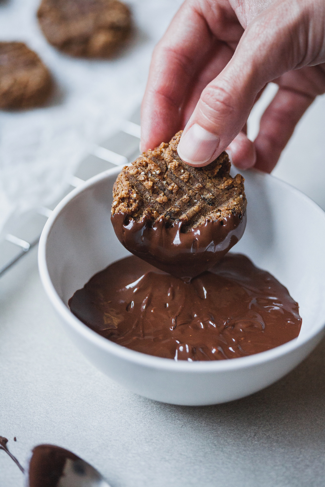 Chocolate Dipped Almond Butter Cookies