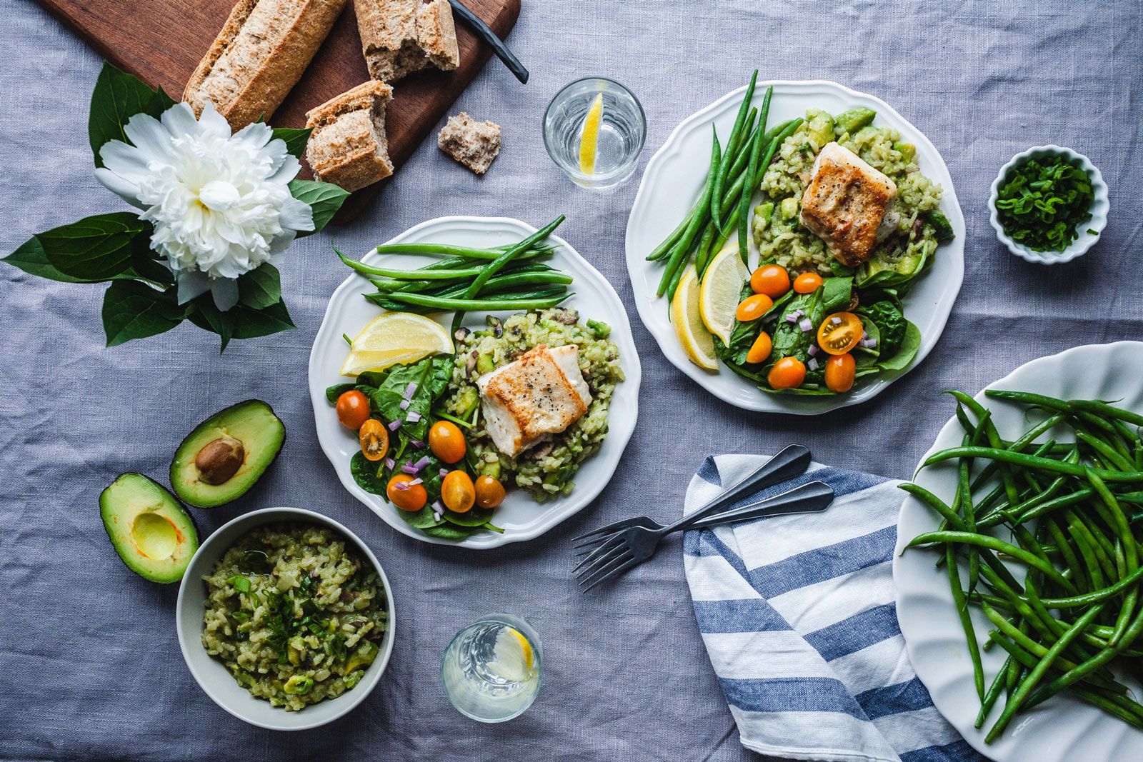 Pan-Seared Halibut With Avocado Risotto