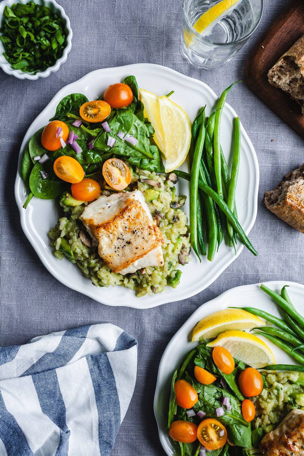 Lemon Pan-Seared Halibut With Avocado Risotto