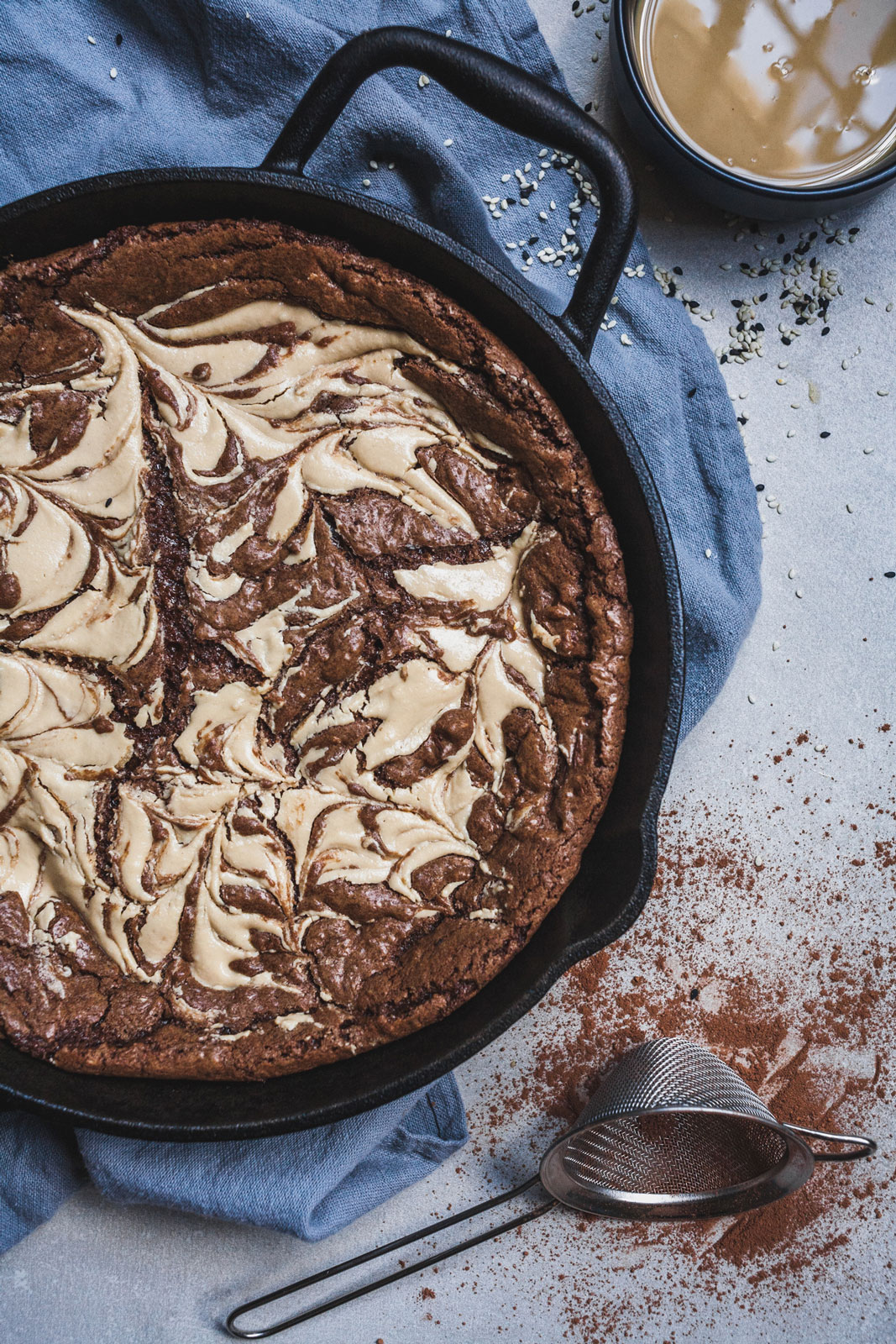 Double Chocolate Tahini Skillet Cookie