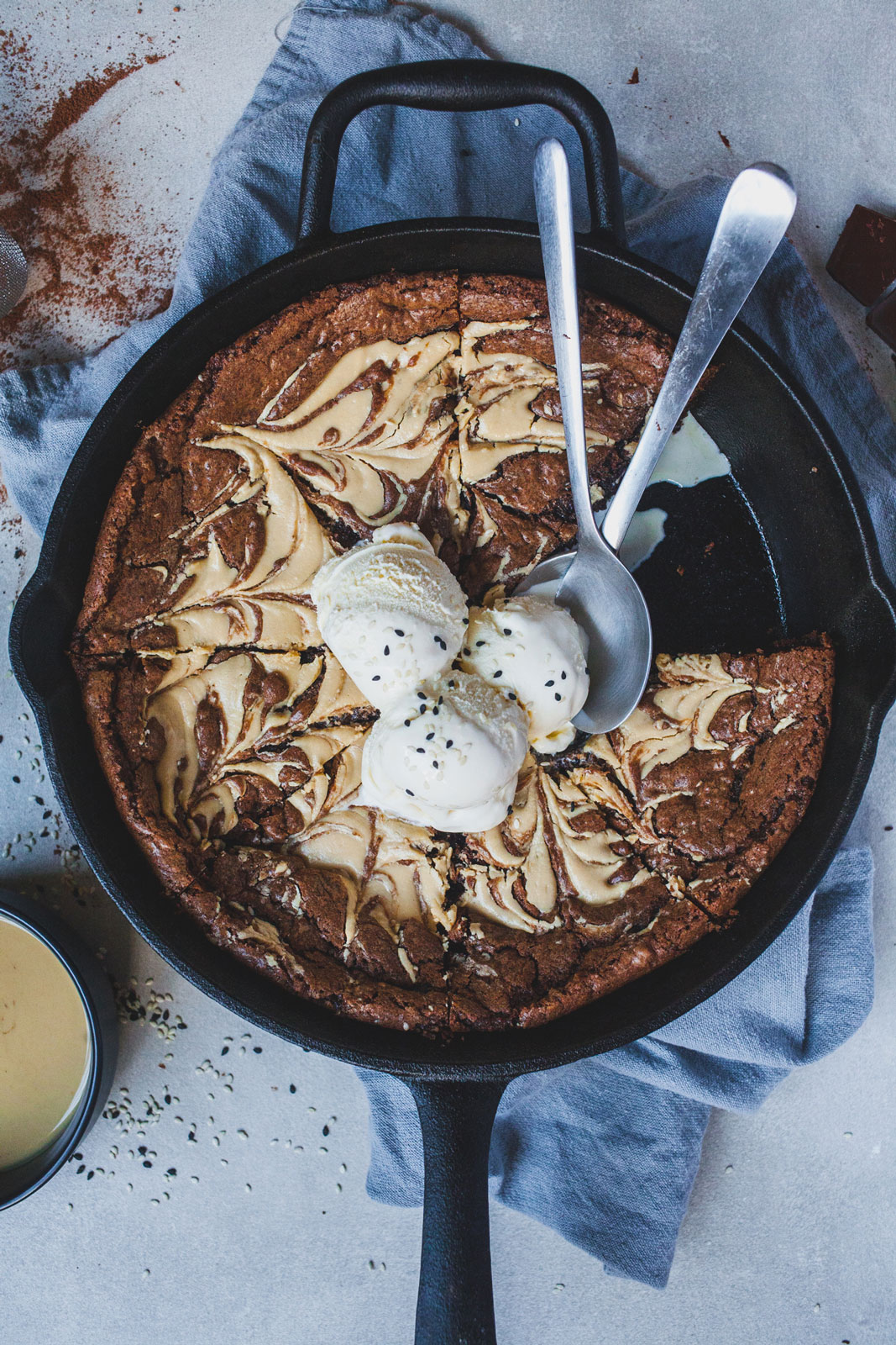 Double Chocolate Tahini Skillet Cookie