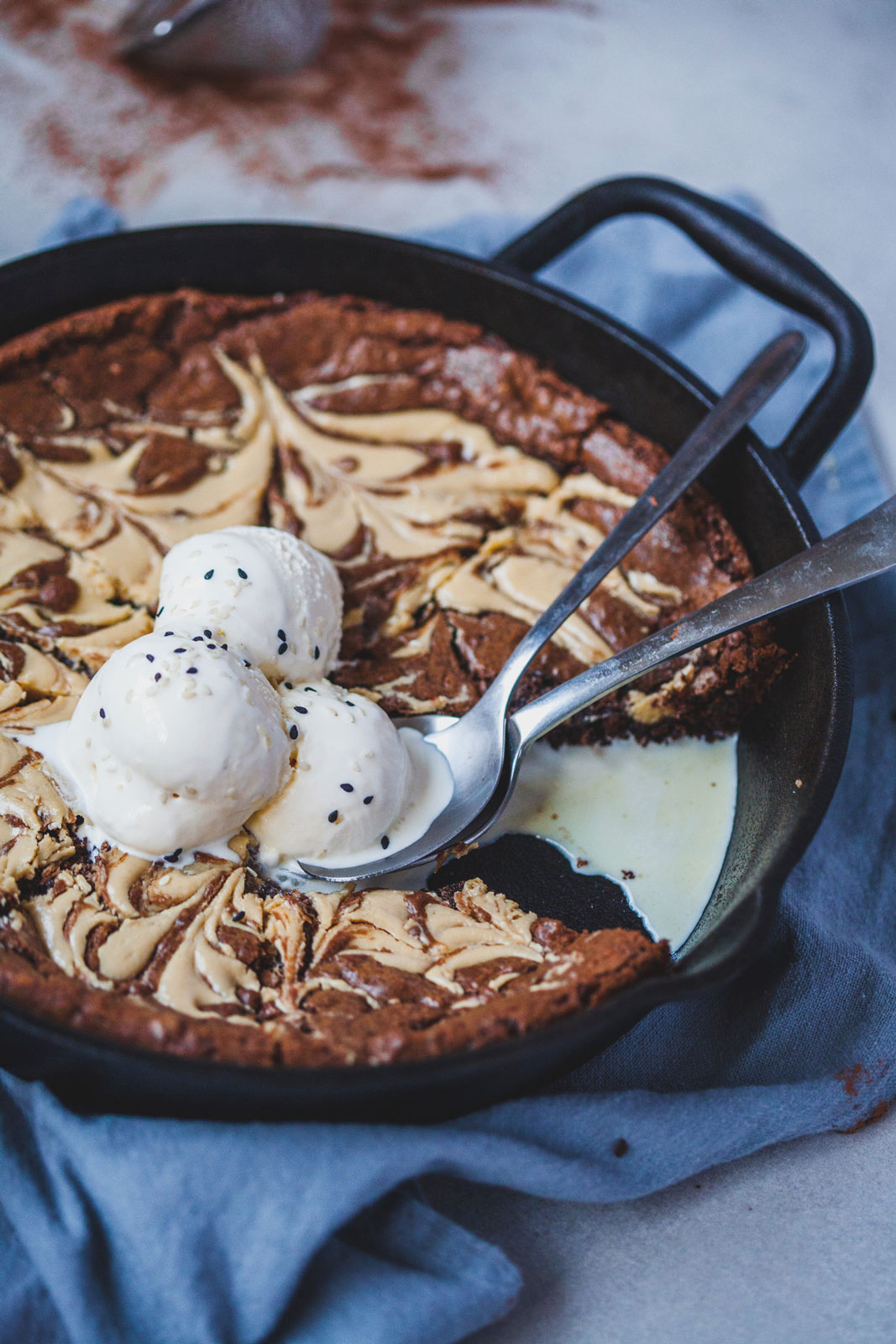 Double Chocolate Tahini Skillet Cookie