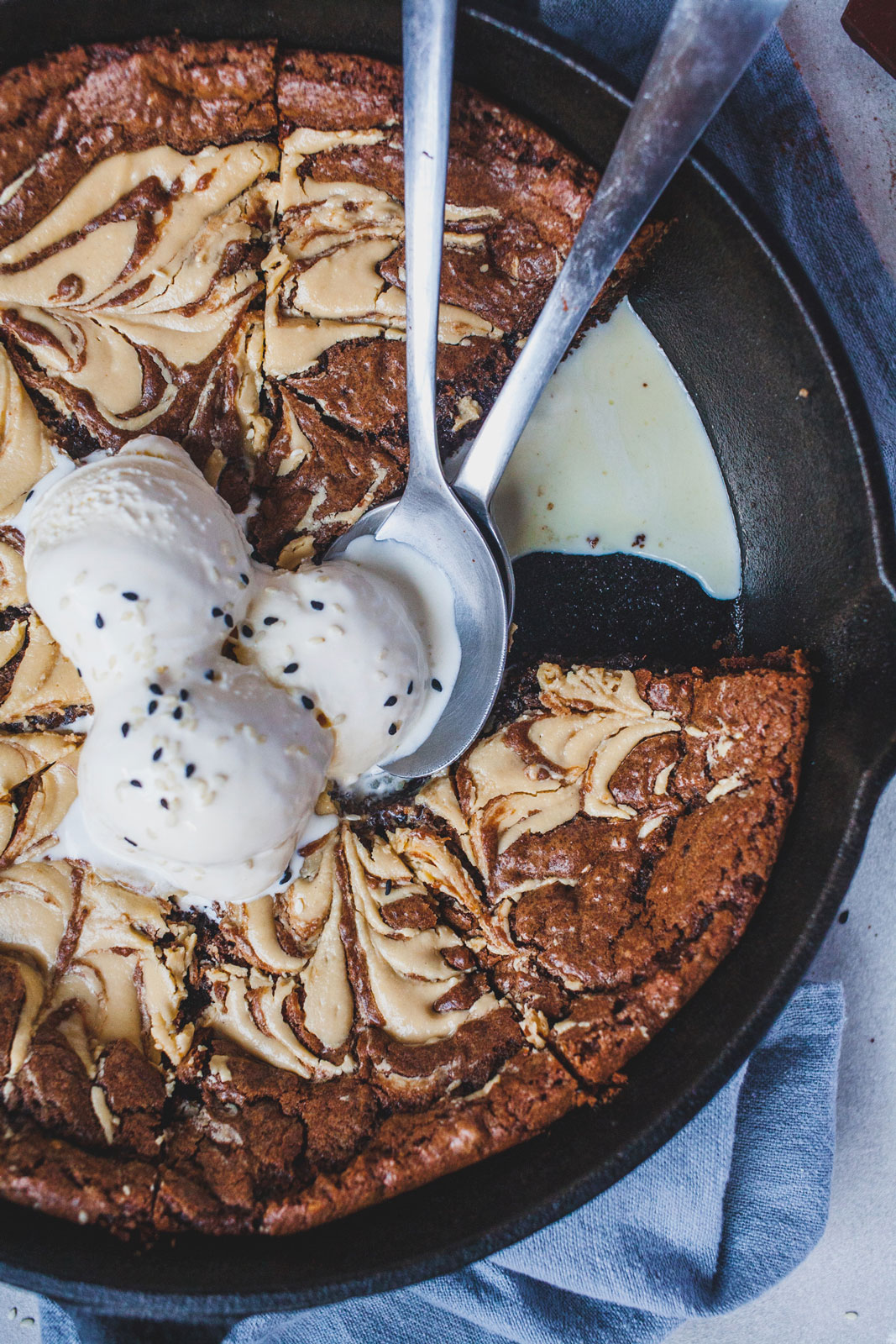 Double Chocolate Tahini Skillet Cookie