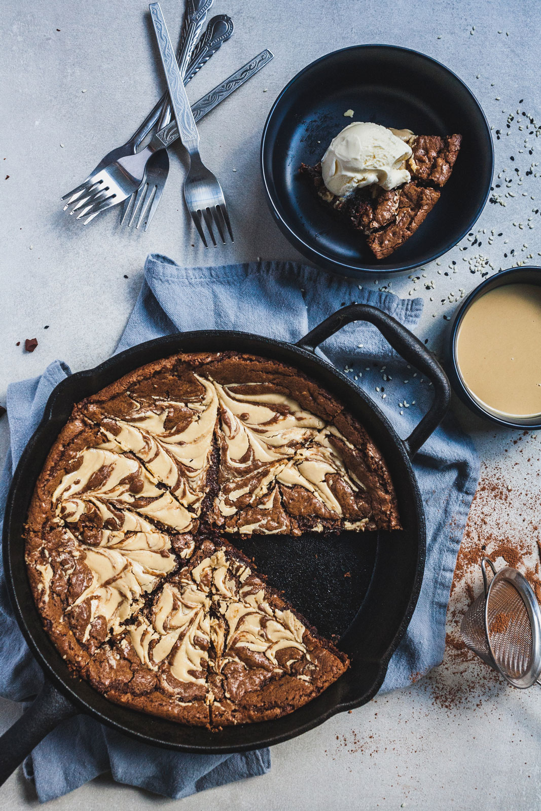 Double Chocolate Tahini Skillet Cookie