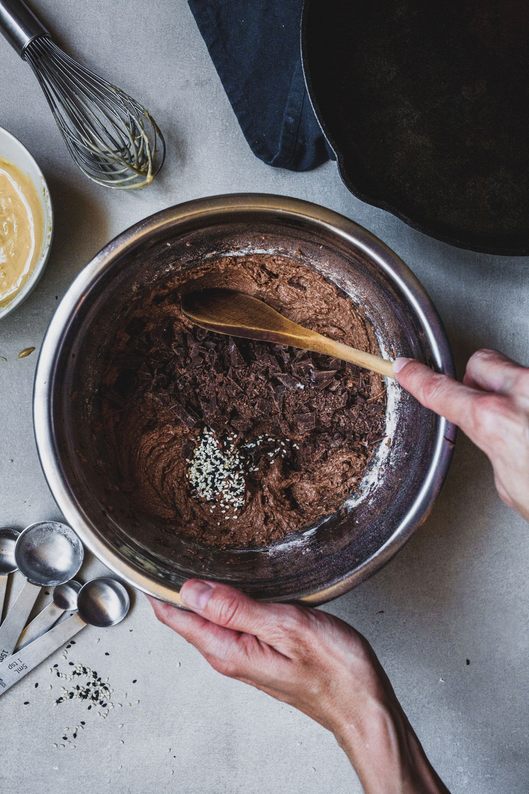 Double Chocolate Tahini Skillet Cookie