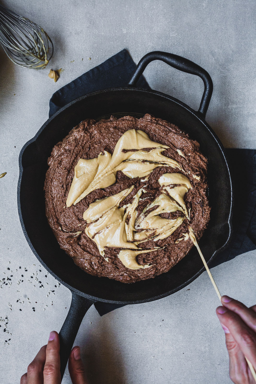 Double Chocolate Tahini Skillet Cookie