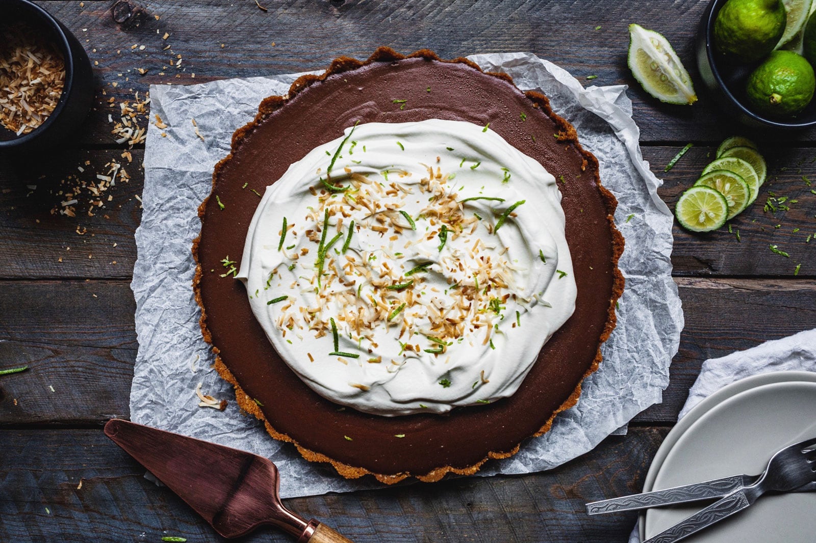 Chocolate Lime Tart With A Ginger Snap Crust