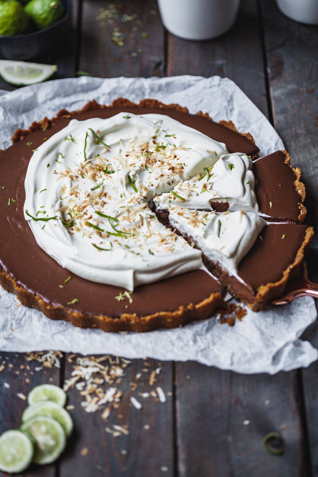 Chocolate Lime Tart With A Ginger Snap Crust