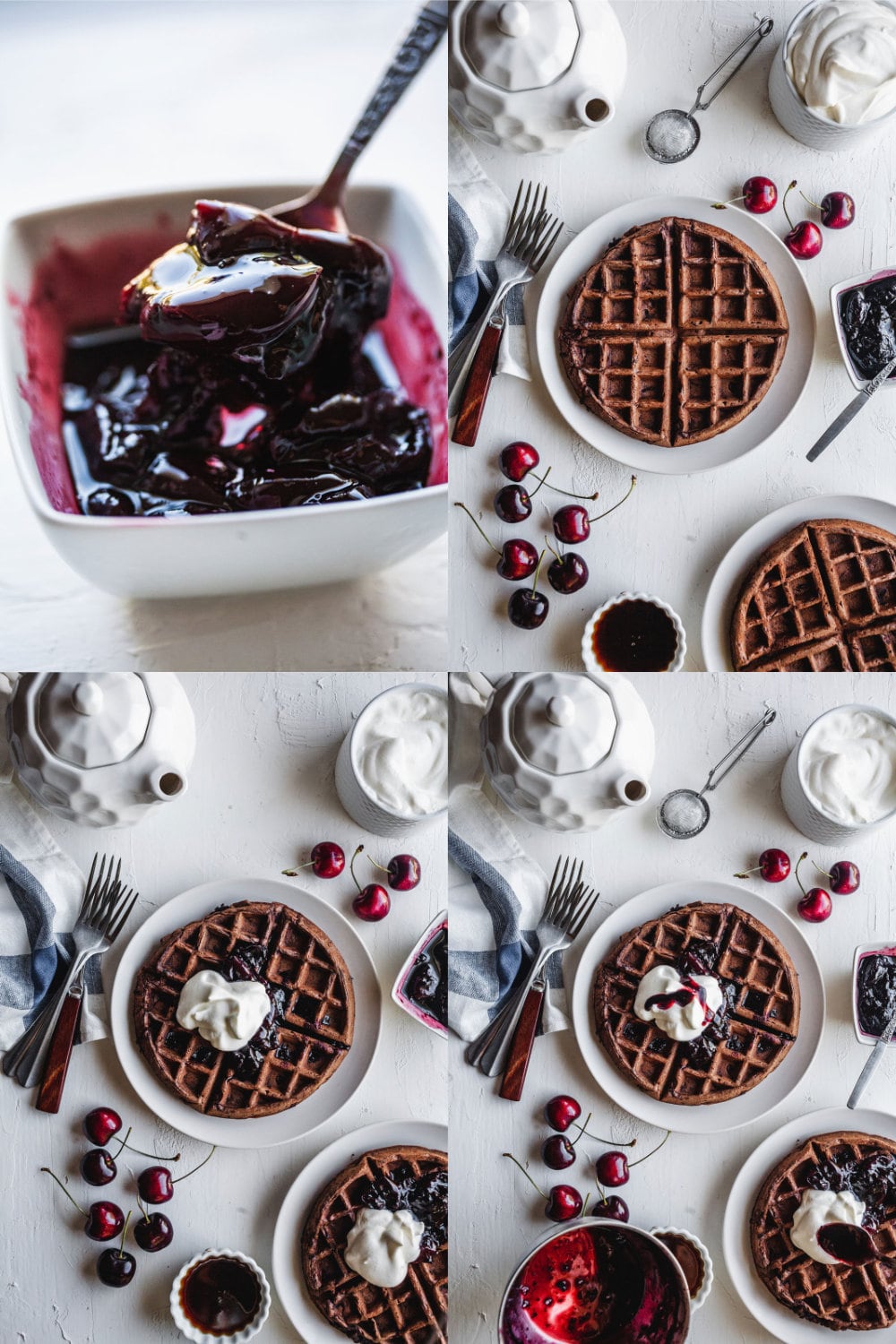 Dark Chocolate Waffles With Cherry Balsamic Compote